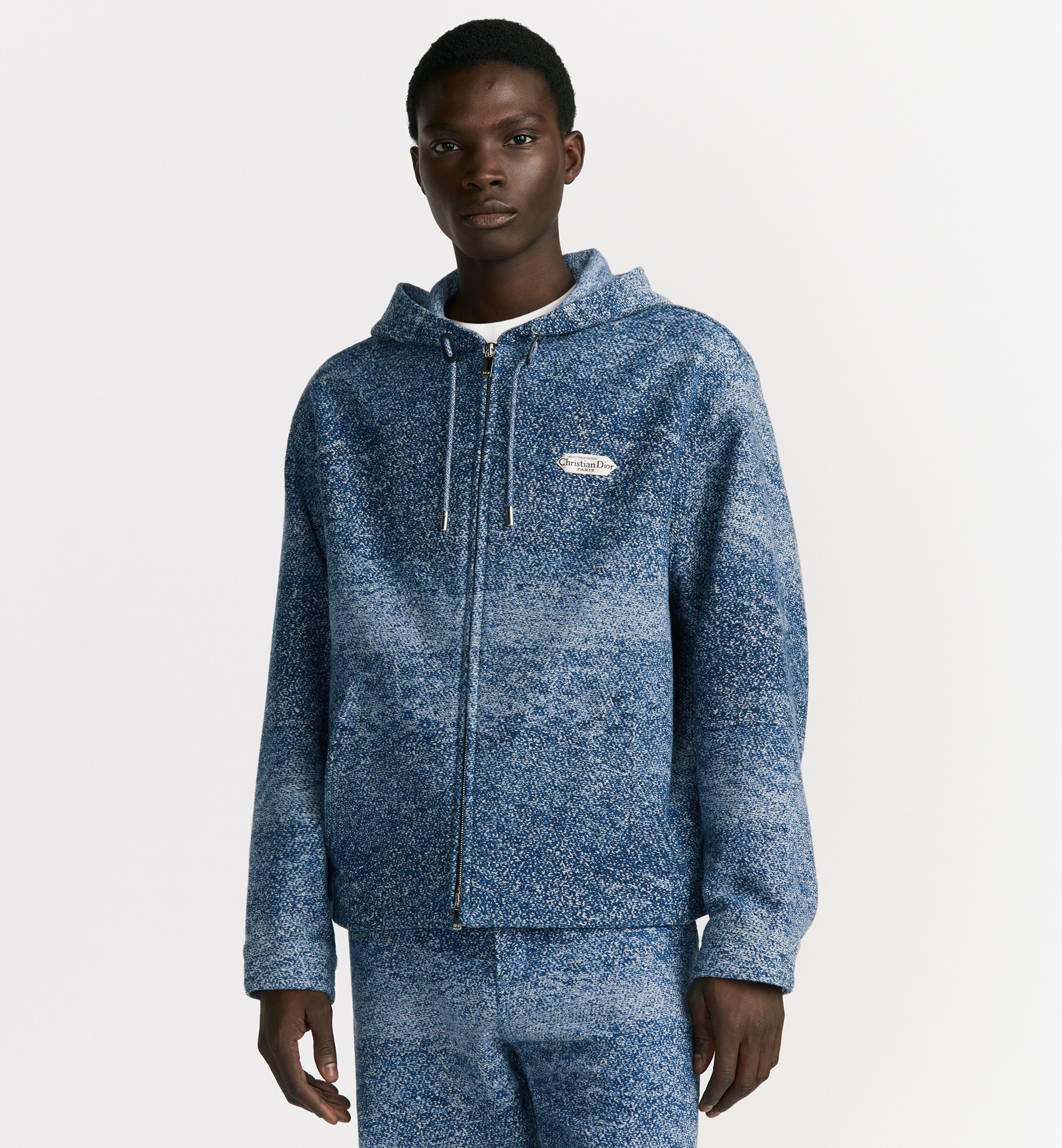 Blouson Jacket with Hood and Christian Dior Paris Tag Blue