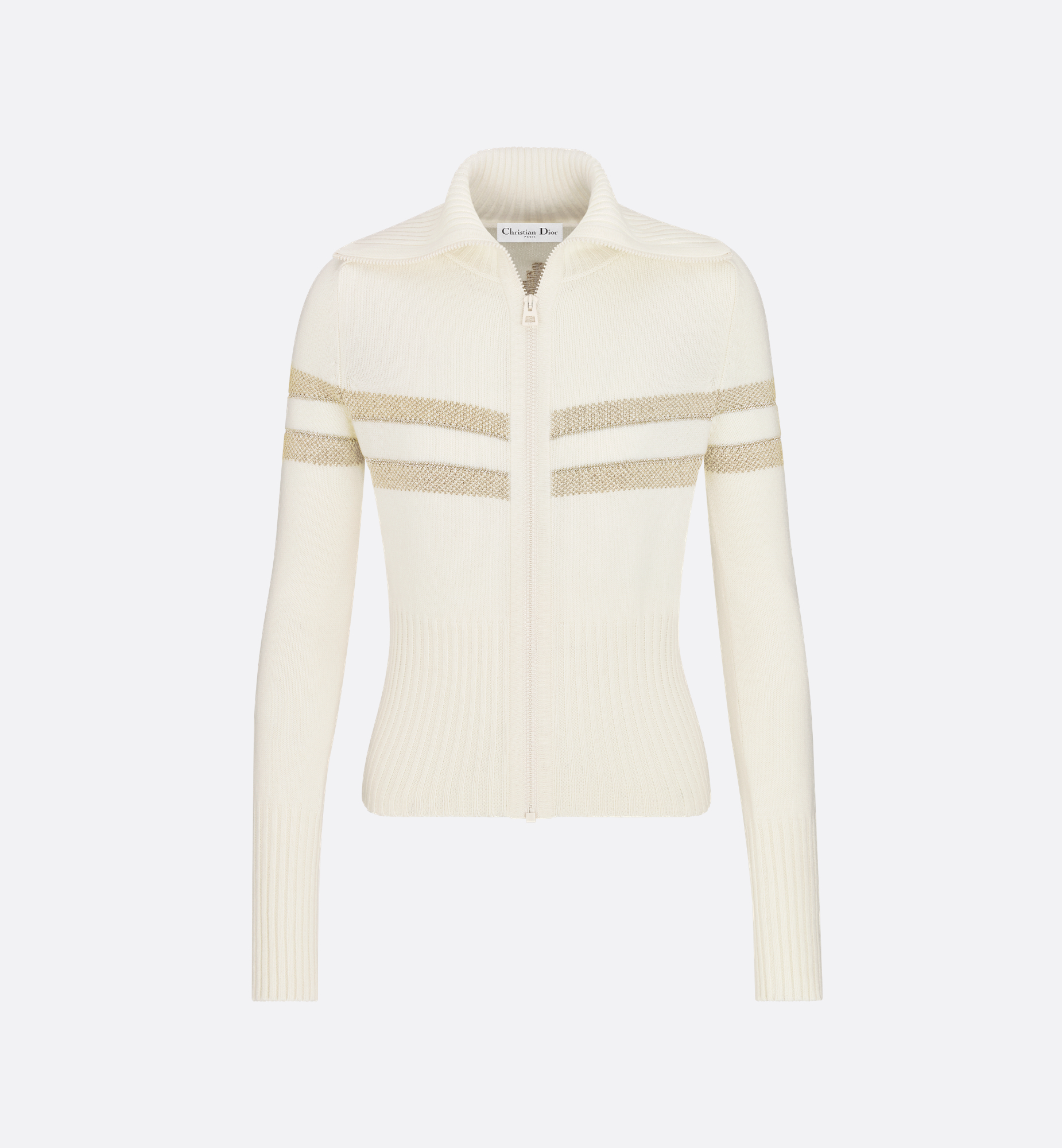 DiorAlps Mock Neck Cardigan White
