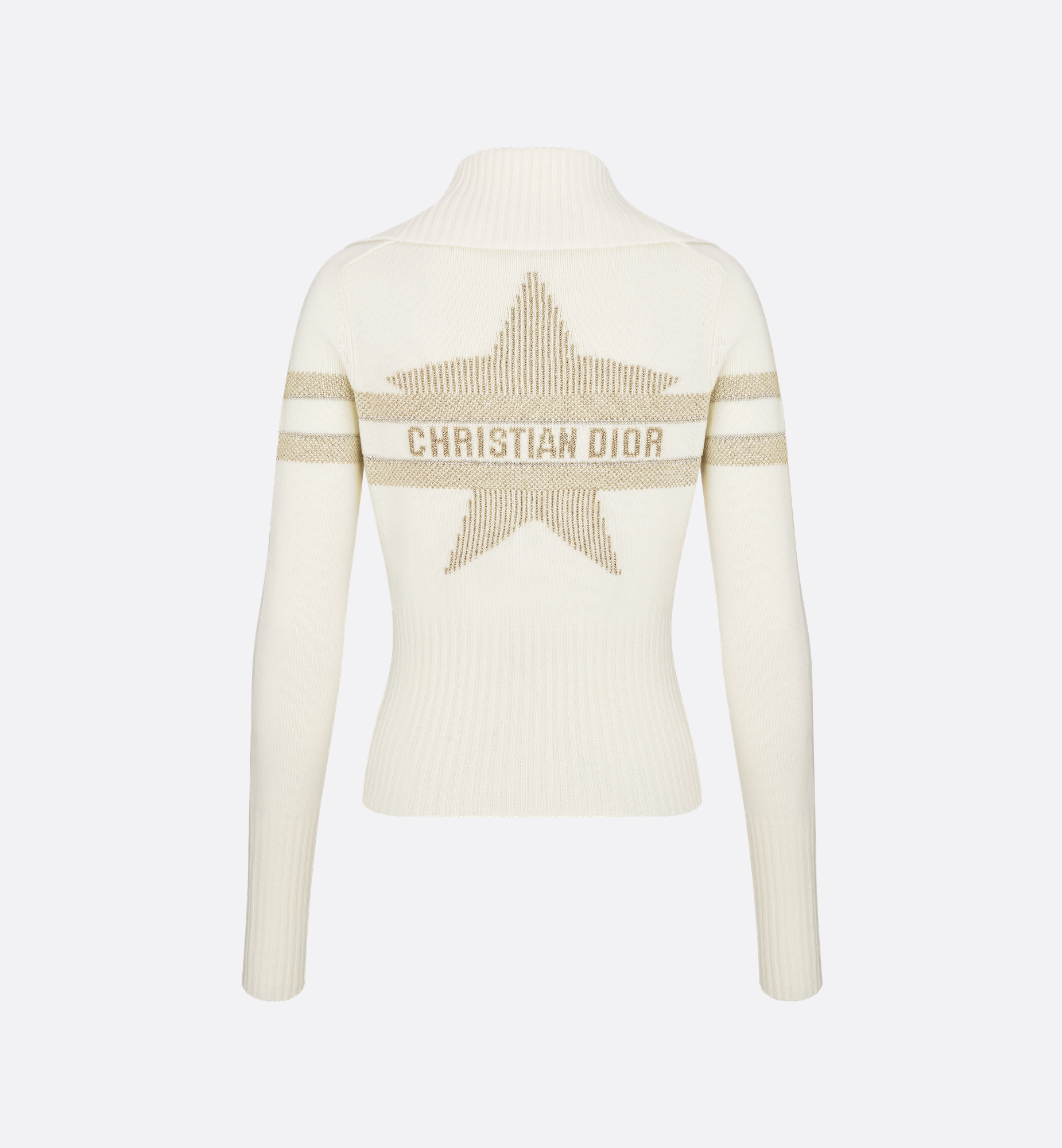 DiorAlps Mock Neck Cardigan White