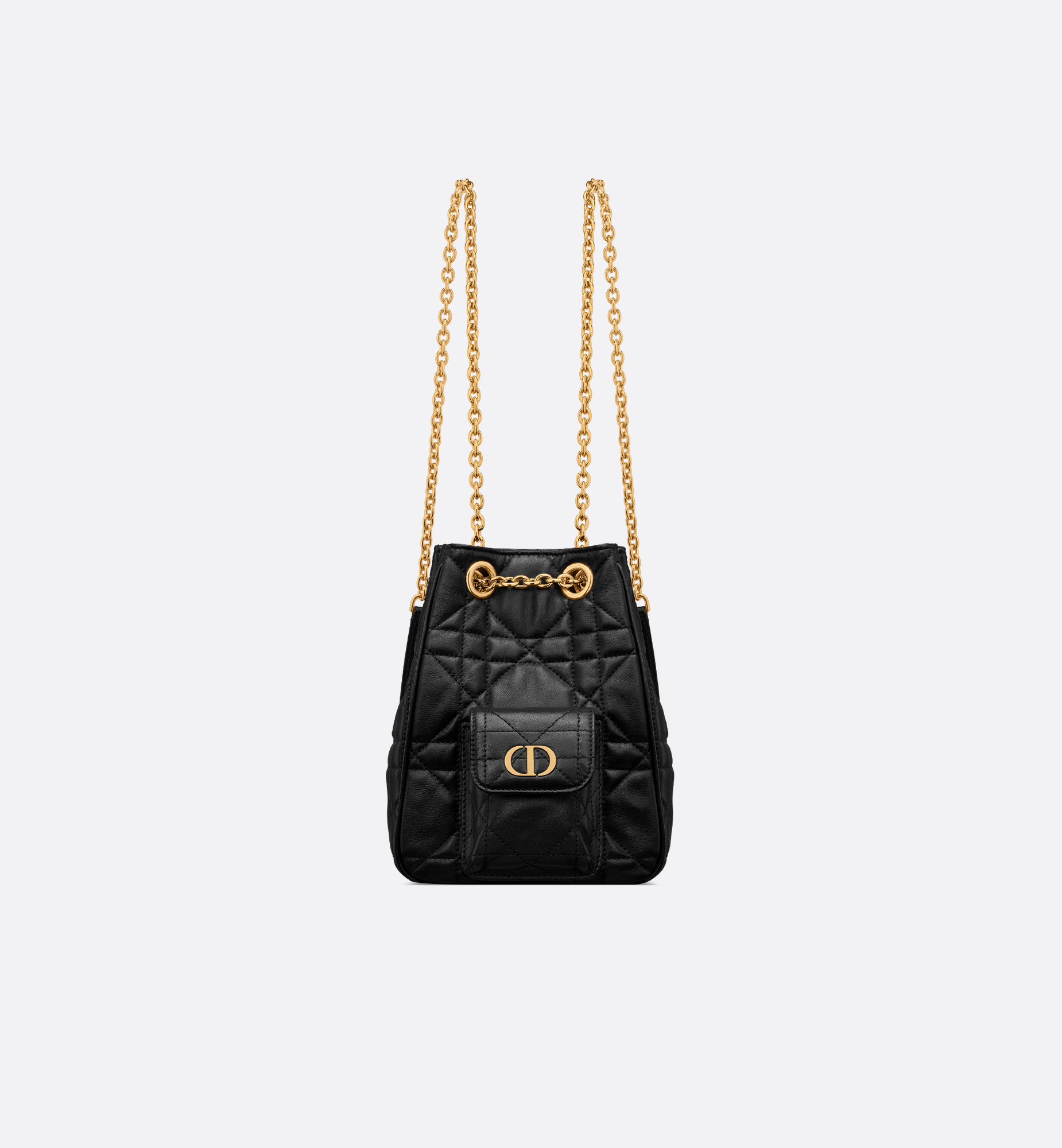 Small Dior Caro Multicarry Backpack with Chain Black