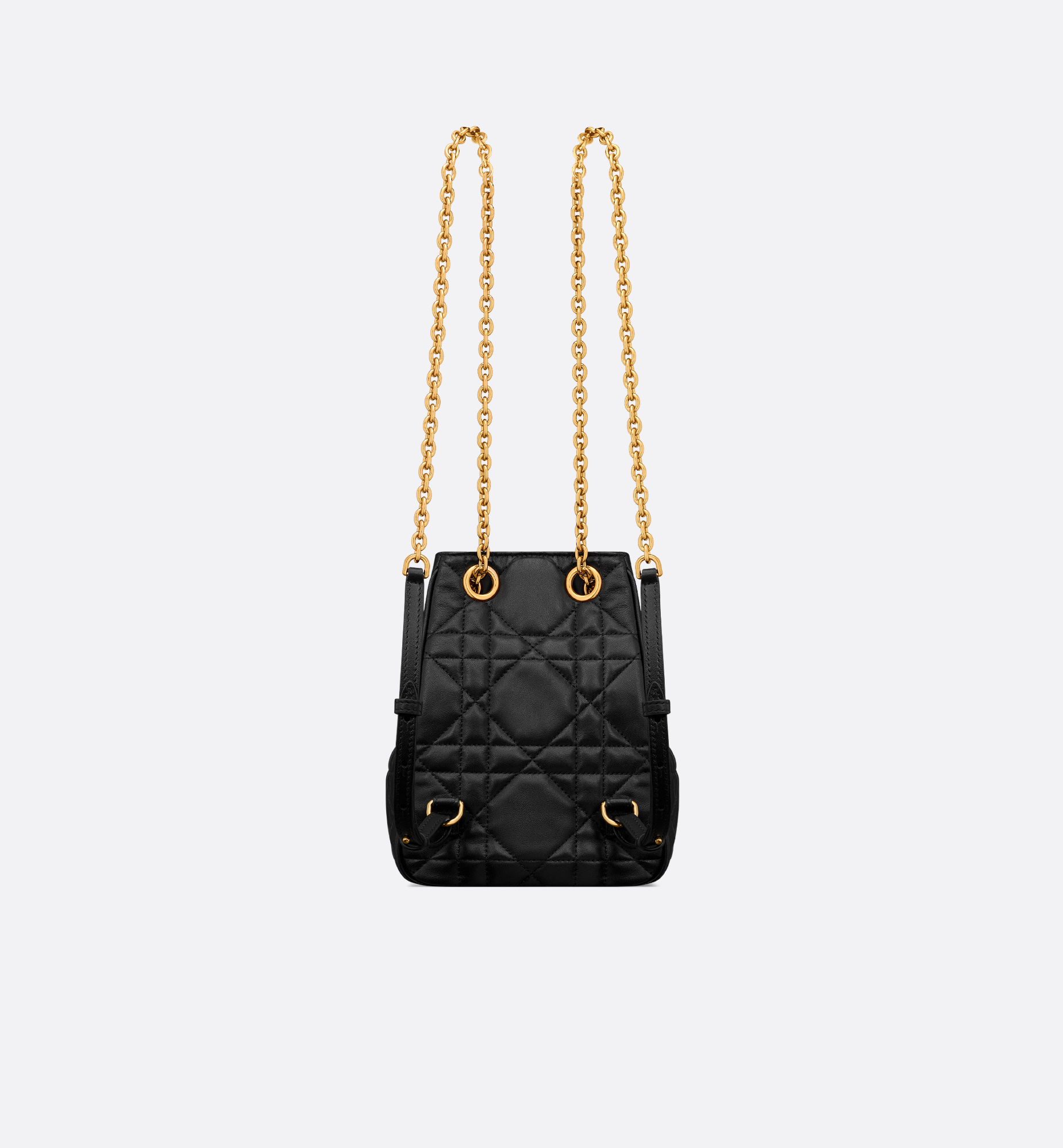 Small Dior Caro Multicarry Backpack with Chain Black