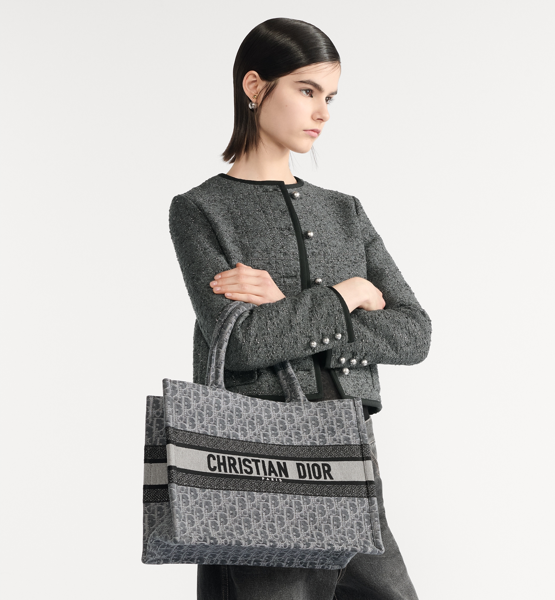Medium Dior Book Tote Grey