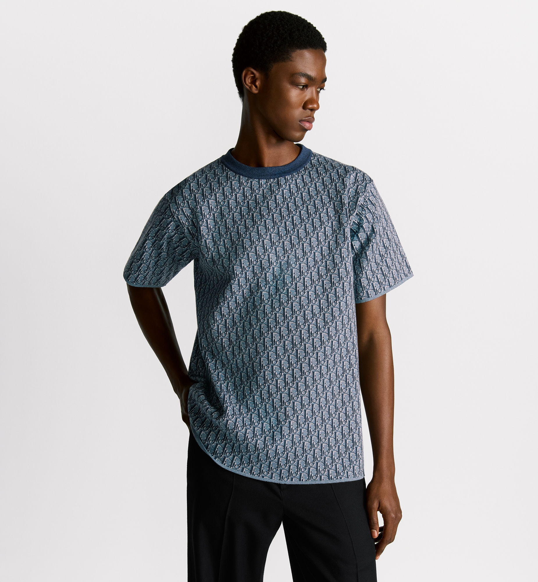 Dior Oblique T-Shirt, Relaxed Fit Blue