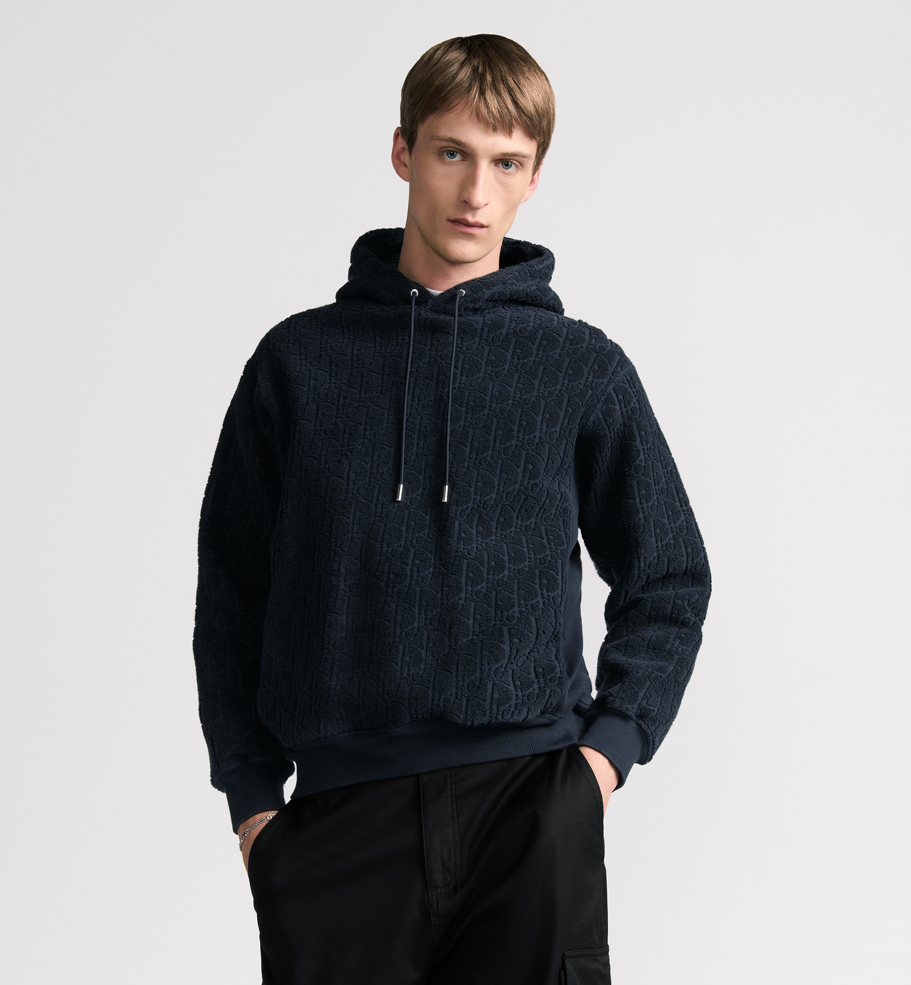 Dior Oblique Relaxed-Fit Hooded Sweatshirt Blue