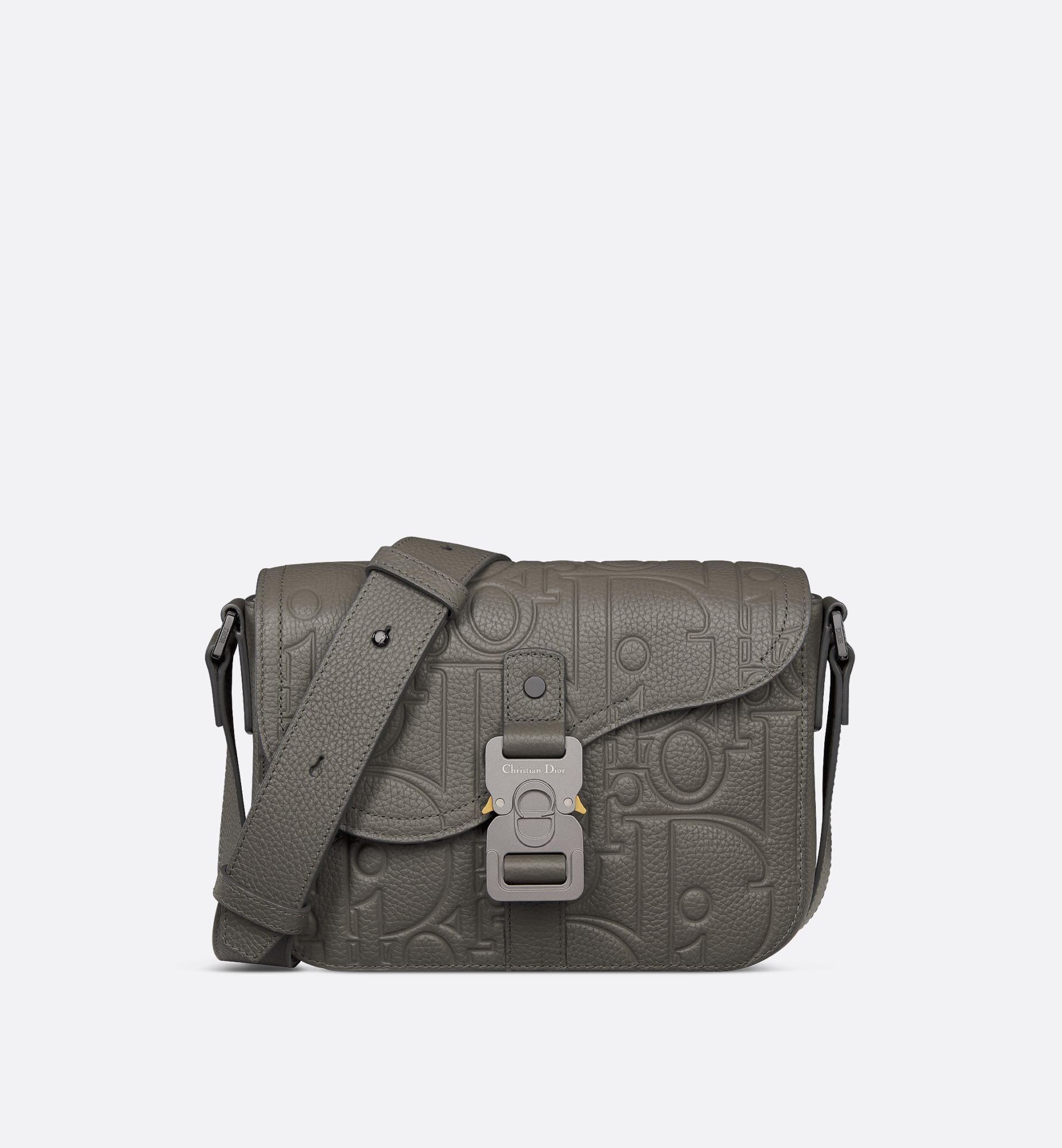 Small Saddle Messenger Bag with Flap Grey