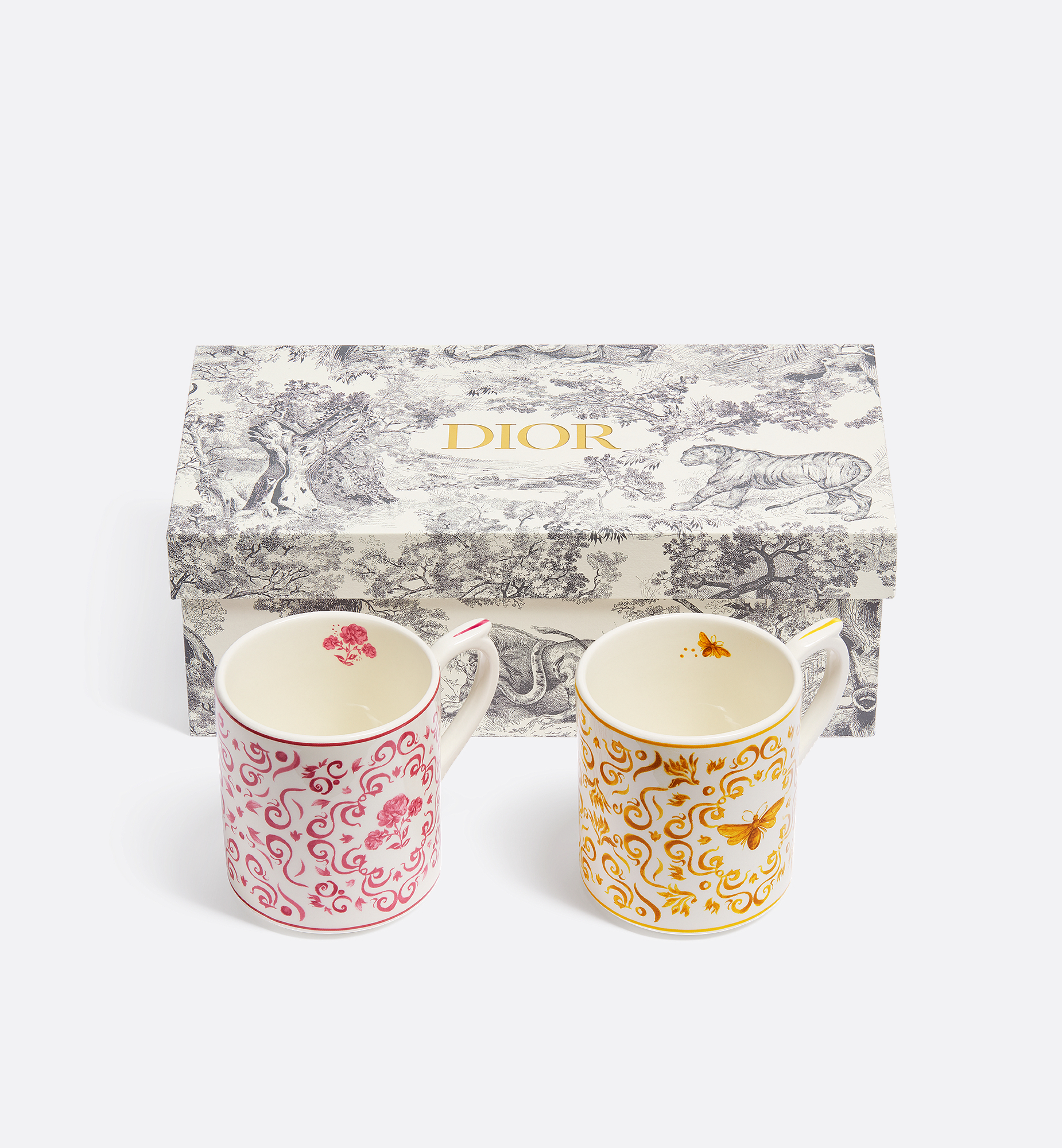 Set of Two Mugs, Bee and Rose Multicolor