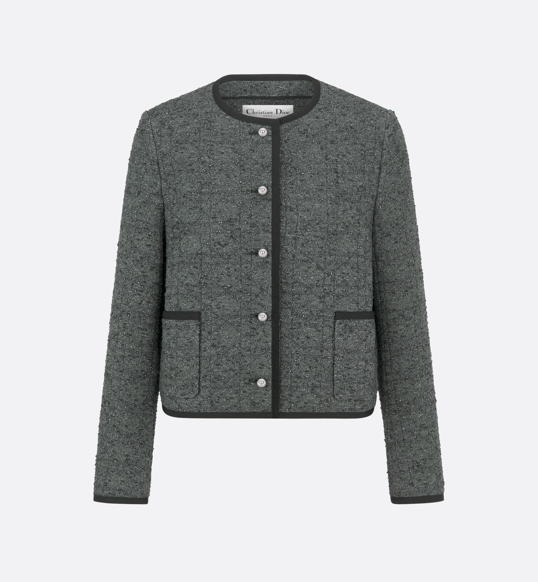 Macrocannage Cropped Jacket Grey