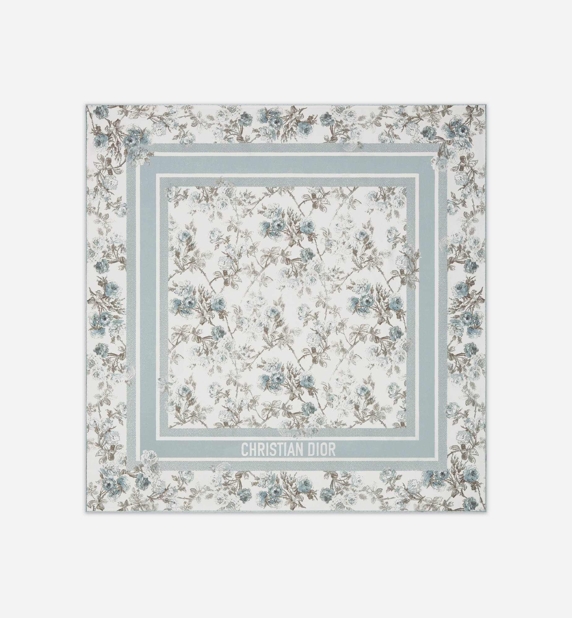 Rosier de Dior 90 Square Scarf Blue