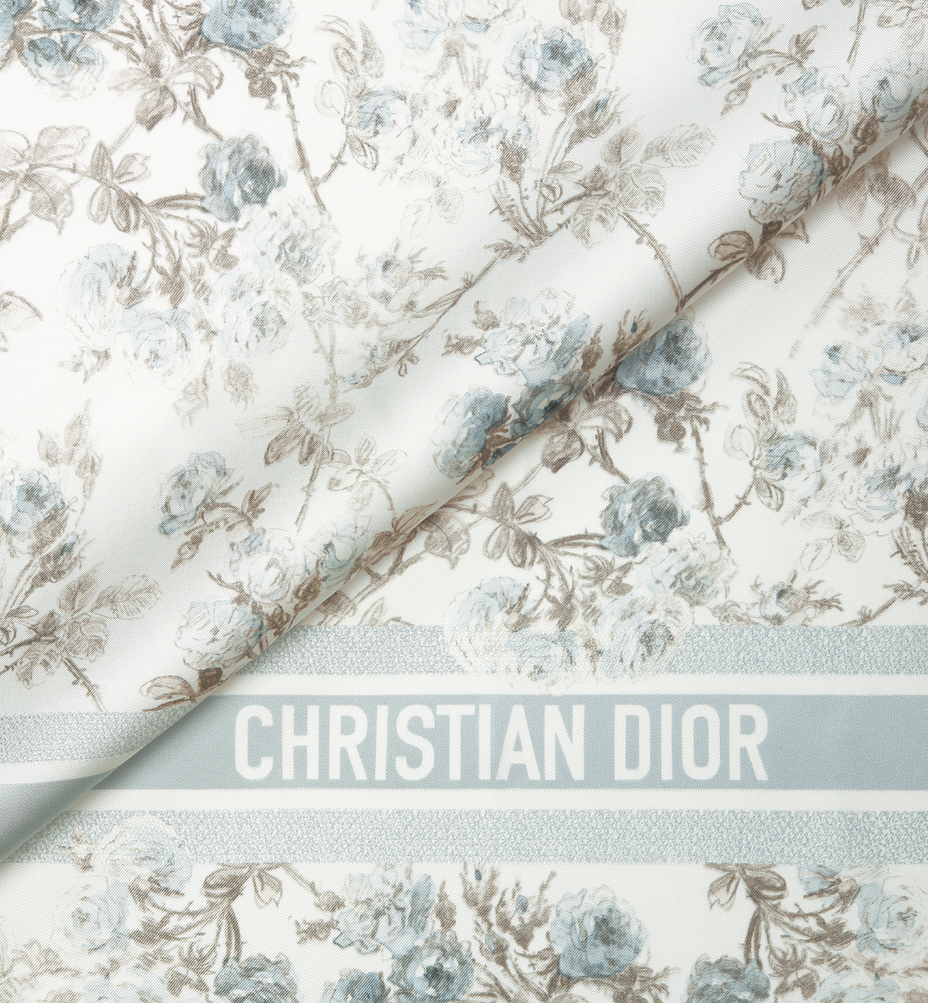 Rosier de Dior 90 Square Scarf Blue