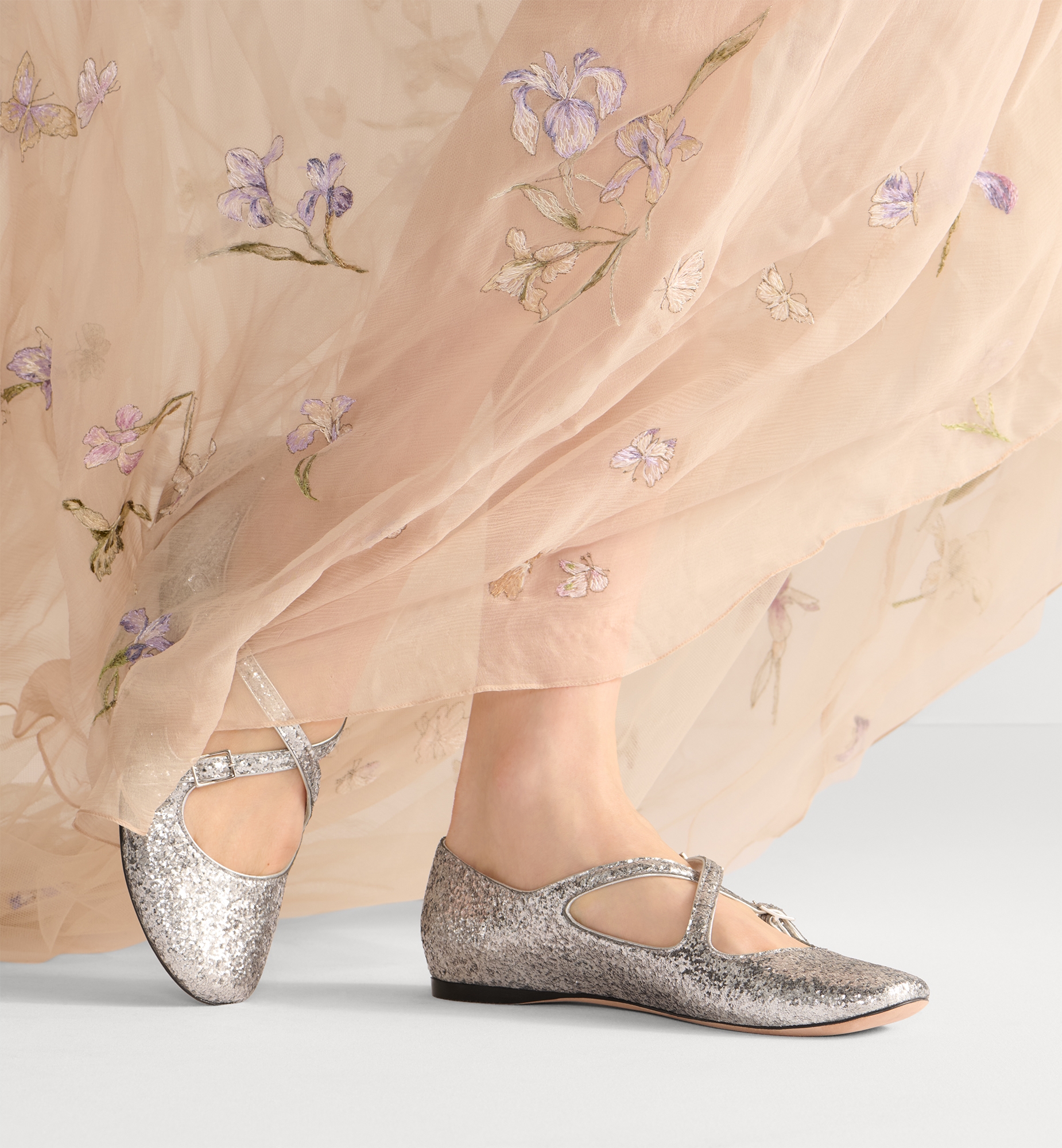 Very Dior Ballet Flat Silver