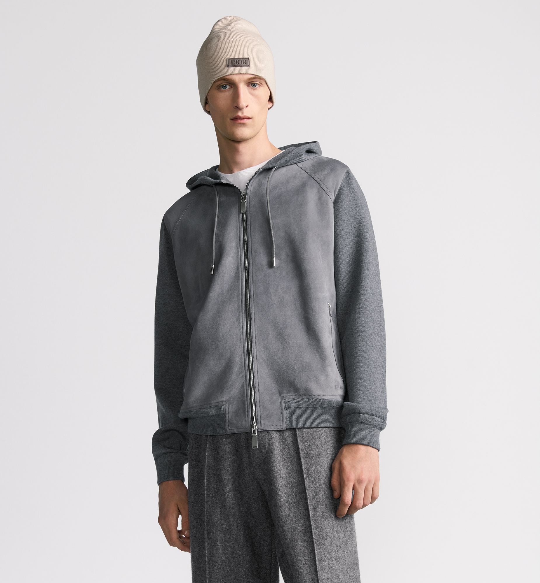 Dior Icons Zipped Hooded Sweatshirt Grey