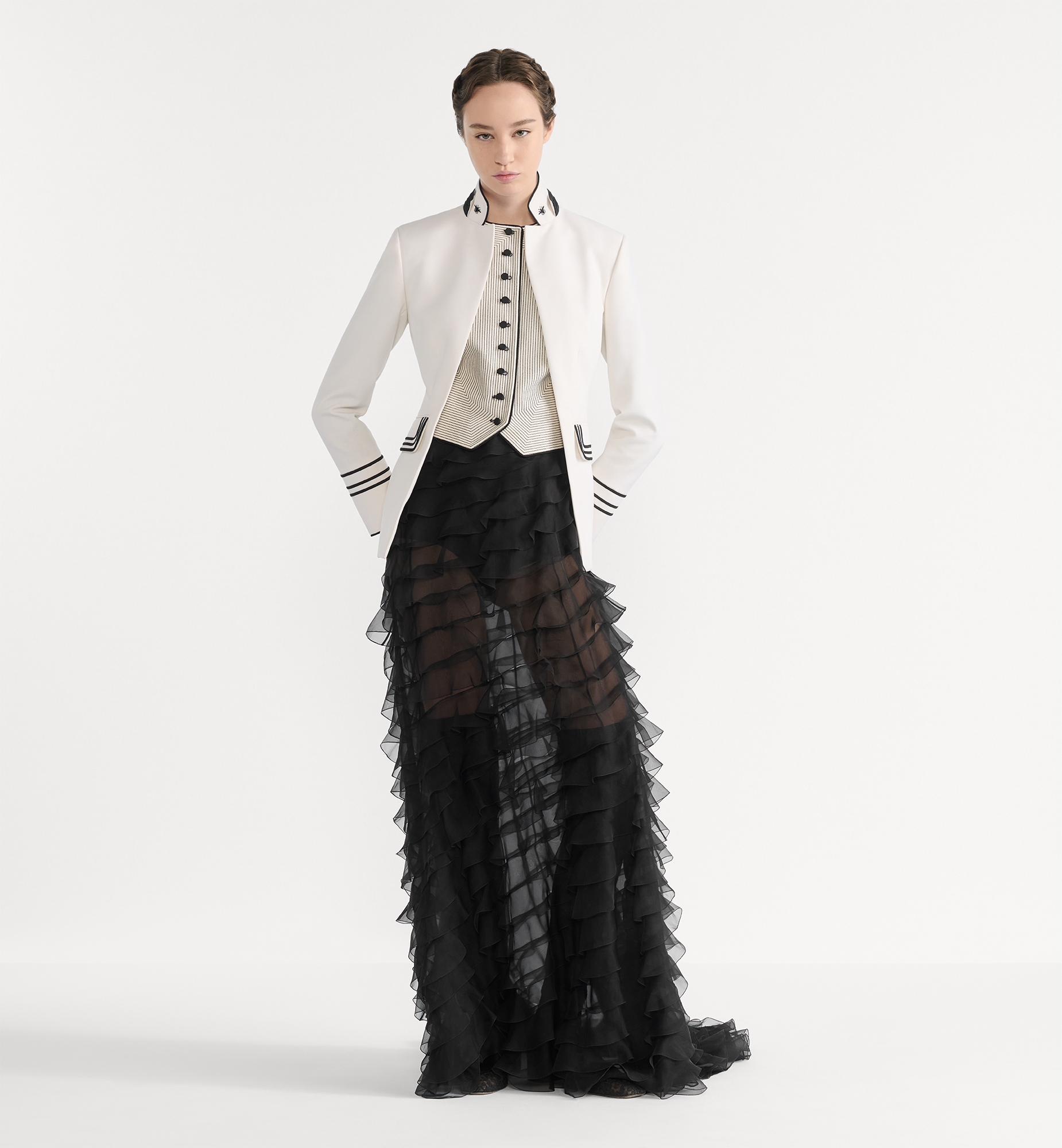 Fitted Jacket with Removable Vest White