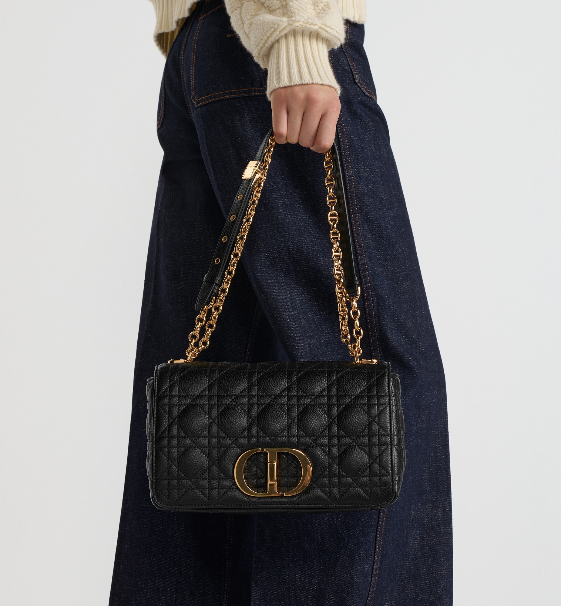 Medium Dior Caro Bag Black