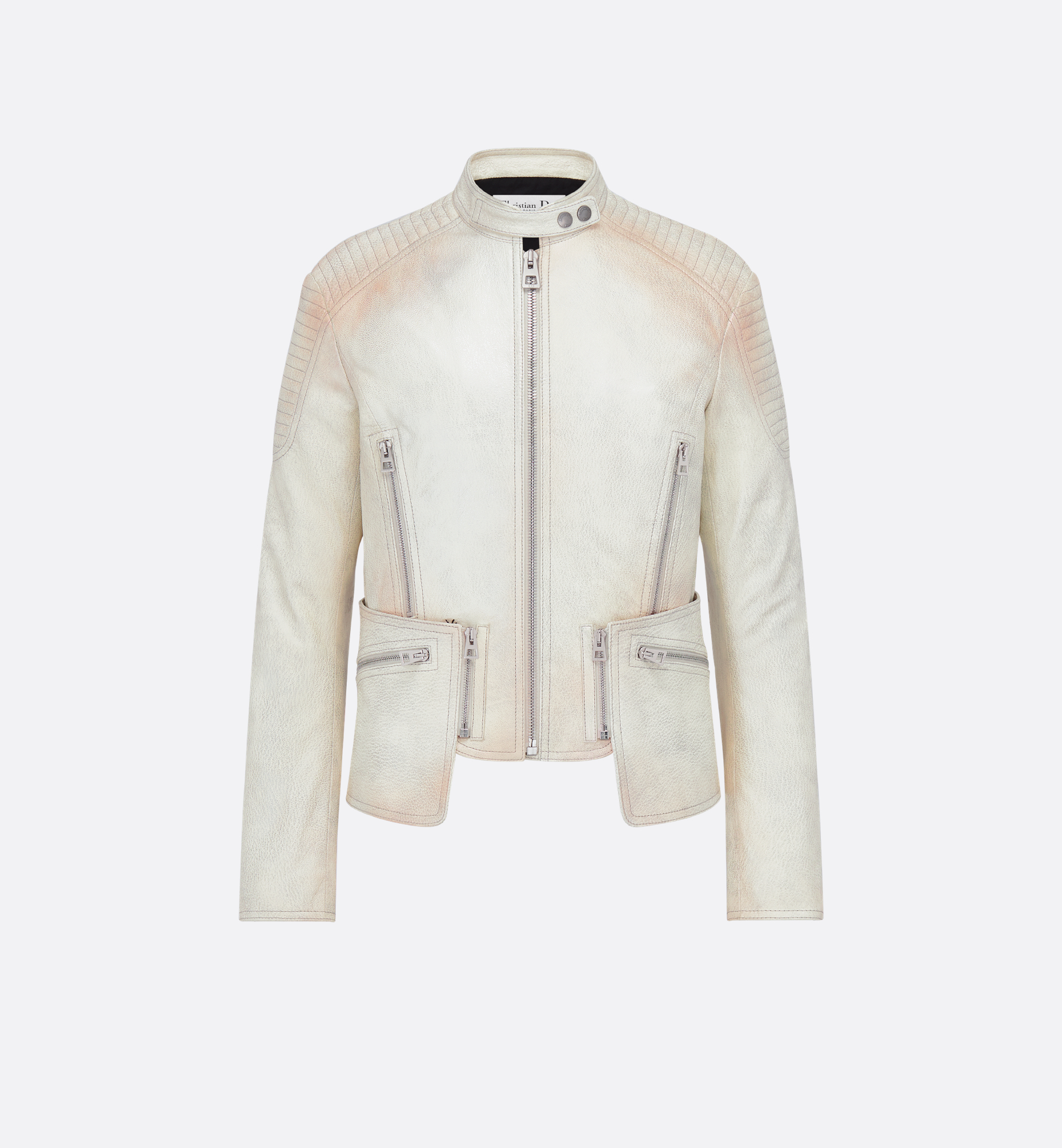 Motorcycle Jacket with Detachable Bottom White