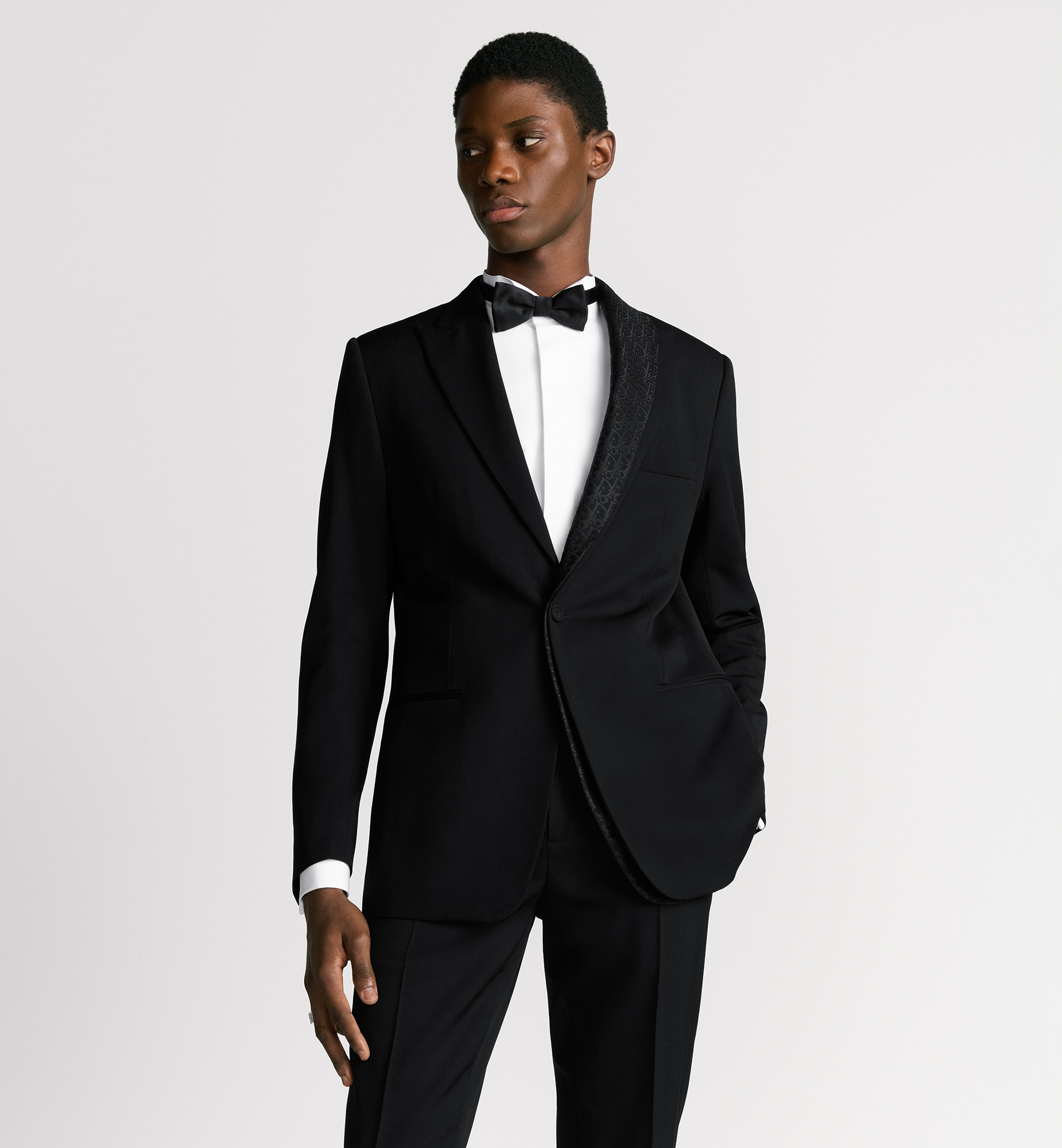 Jacket with Dior Oblique Asymmetric Shawl Collar Black