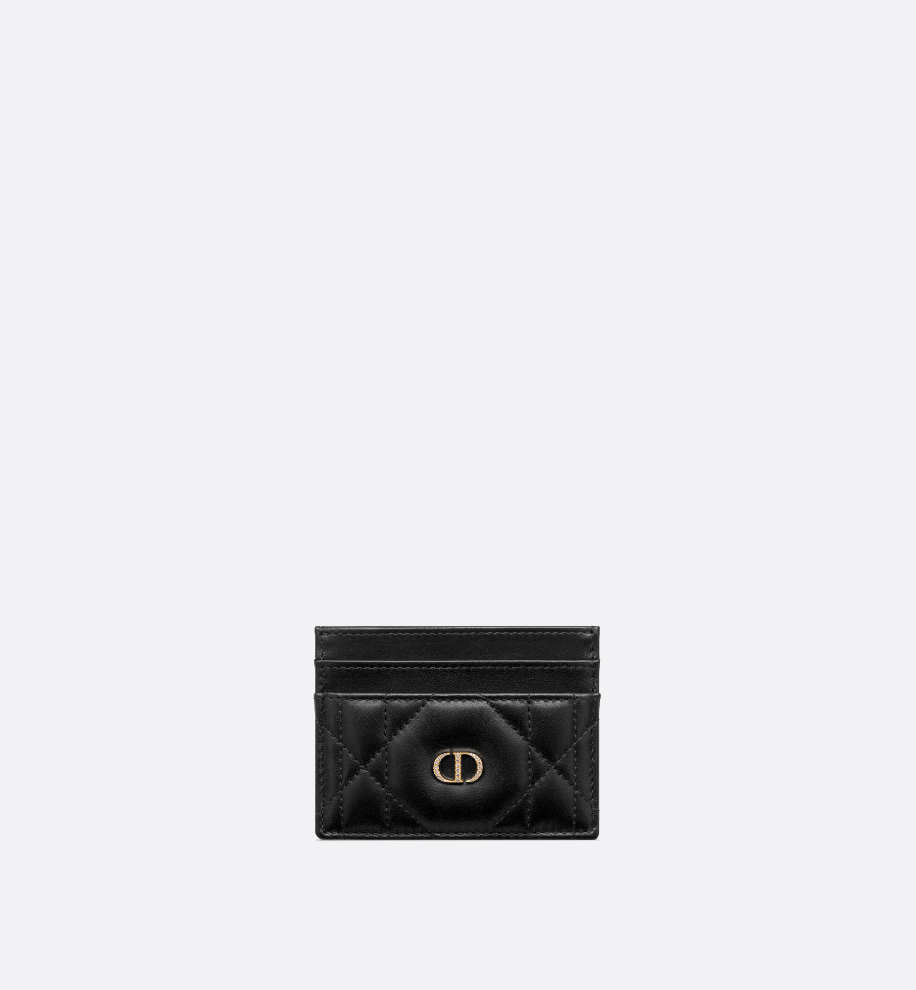 Dior Caro Freesia Card Holder with Crystals Black