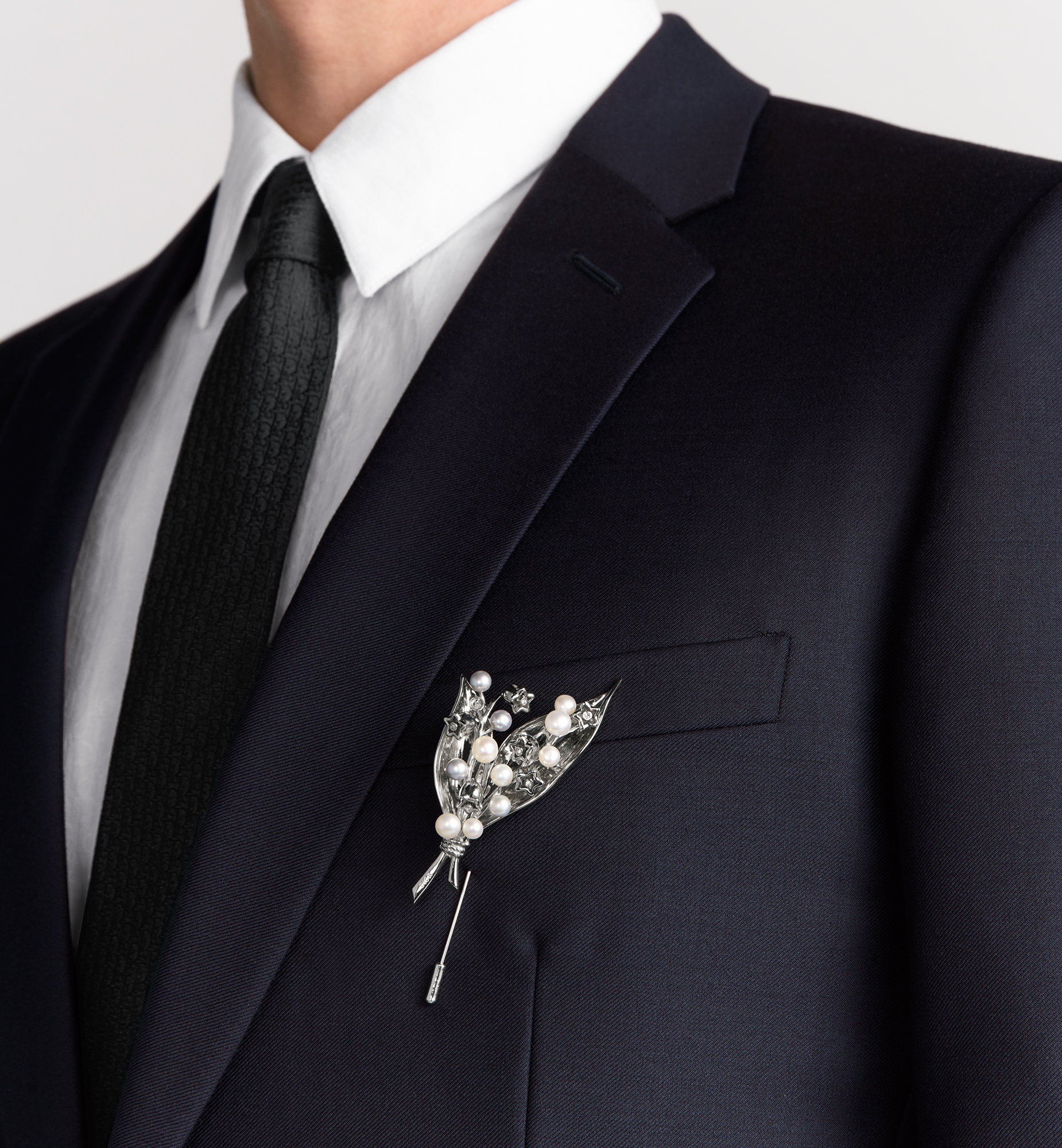 Lily of the Valley Brooch Grey