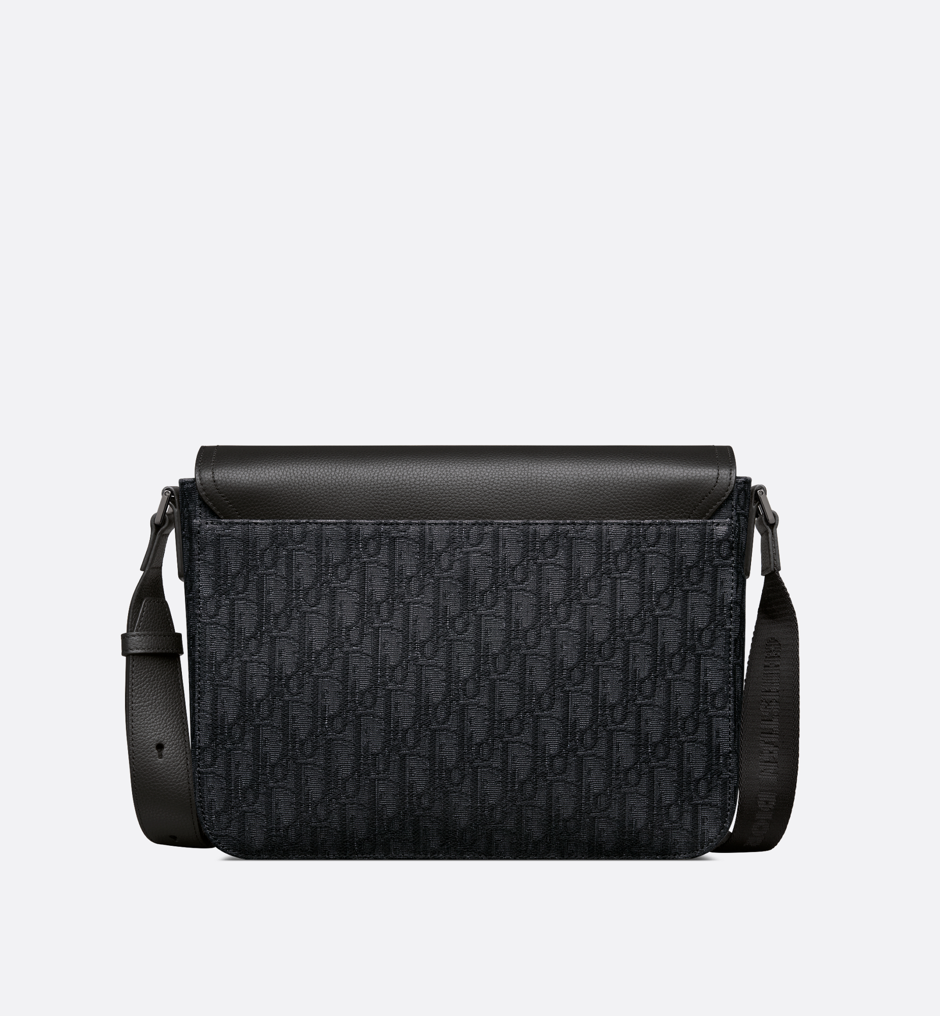 Medium Saddle Messenger Bag with Flap Black