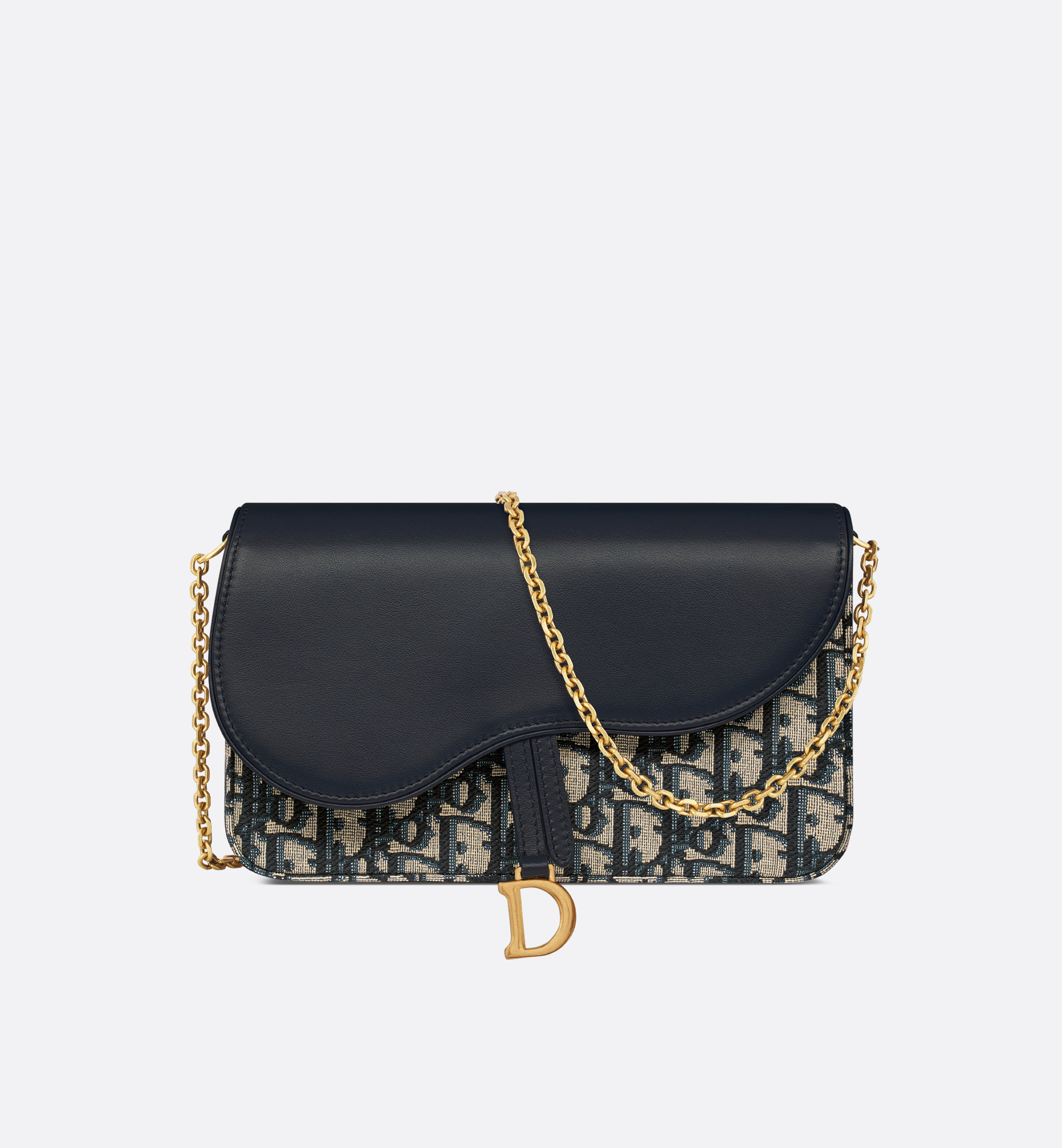 Medium Saddle Pouch with Chain Blue