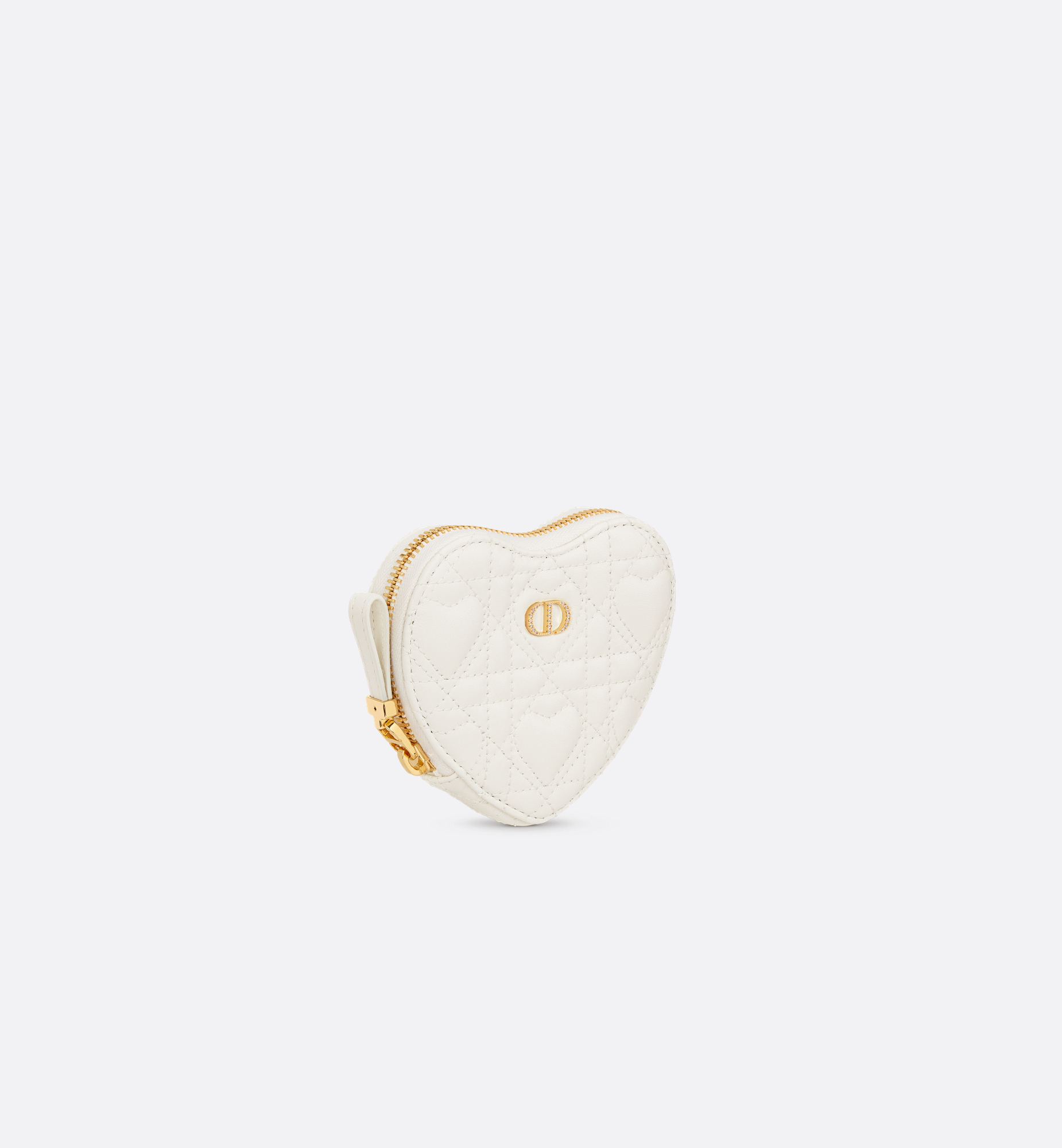 Dior Caro Heart Pouch with Chain Beige