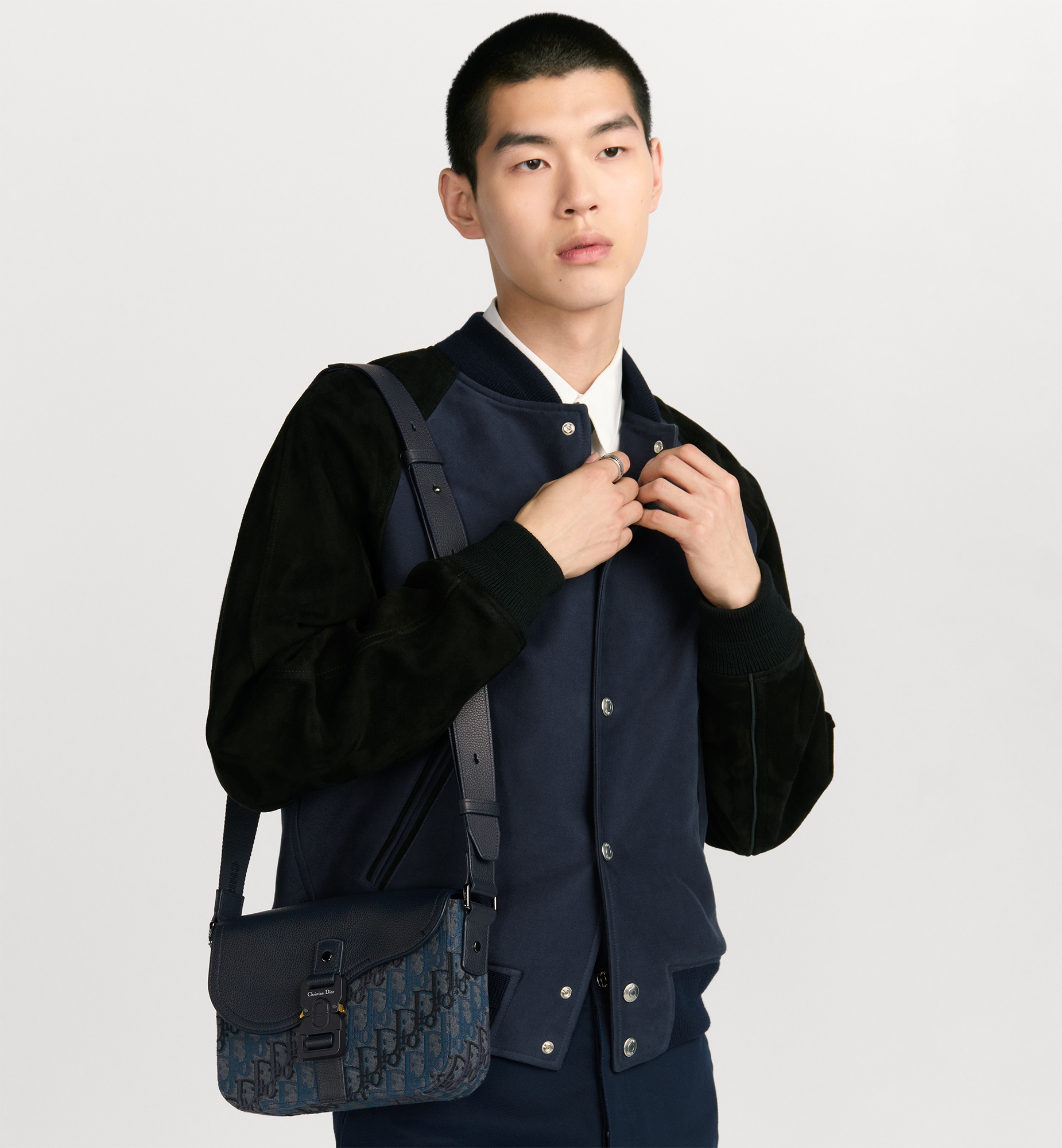 Small Saddle Messenger Bag with Flap Blue