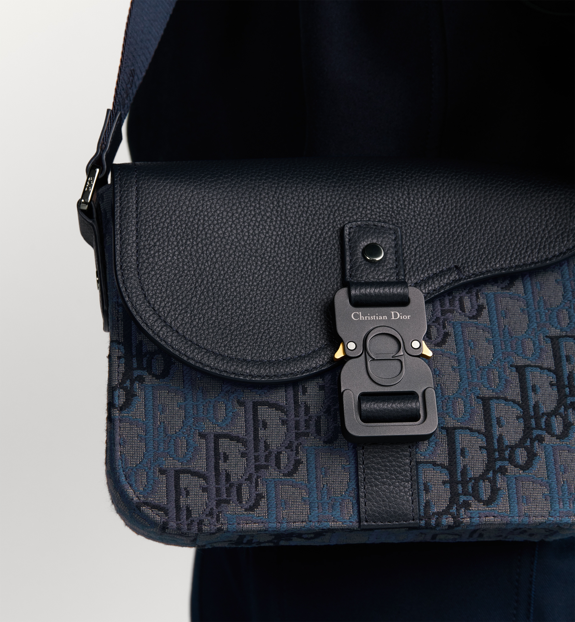 Small Saddle Messenger Bag with Flap Blue