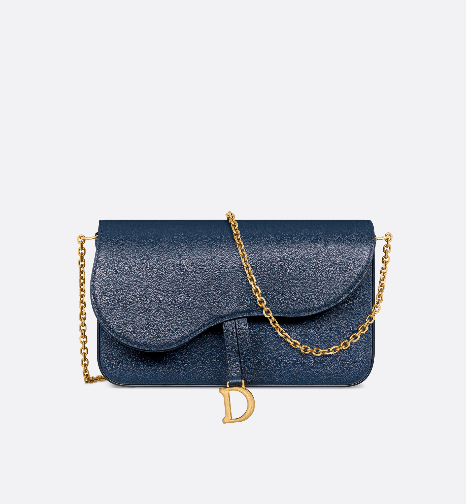 Medium Saddle Pouch with Chain Blue