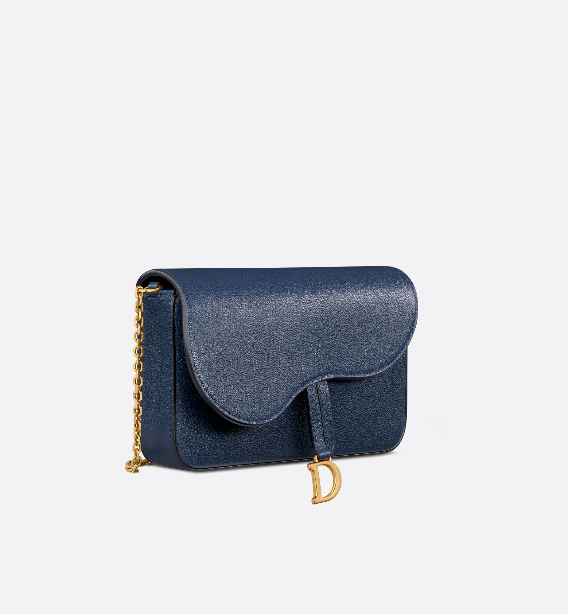 Medium Saddle Pouch with Chain Blue