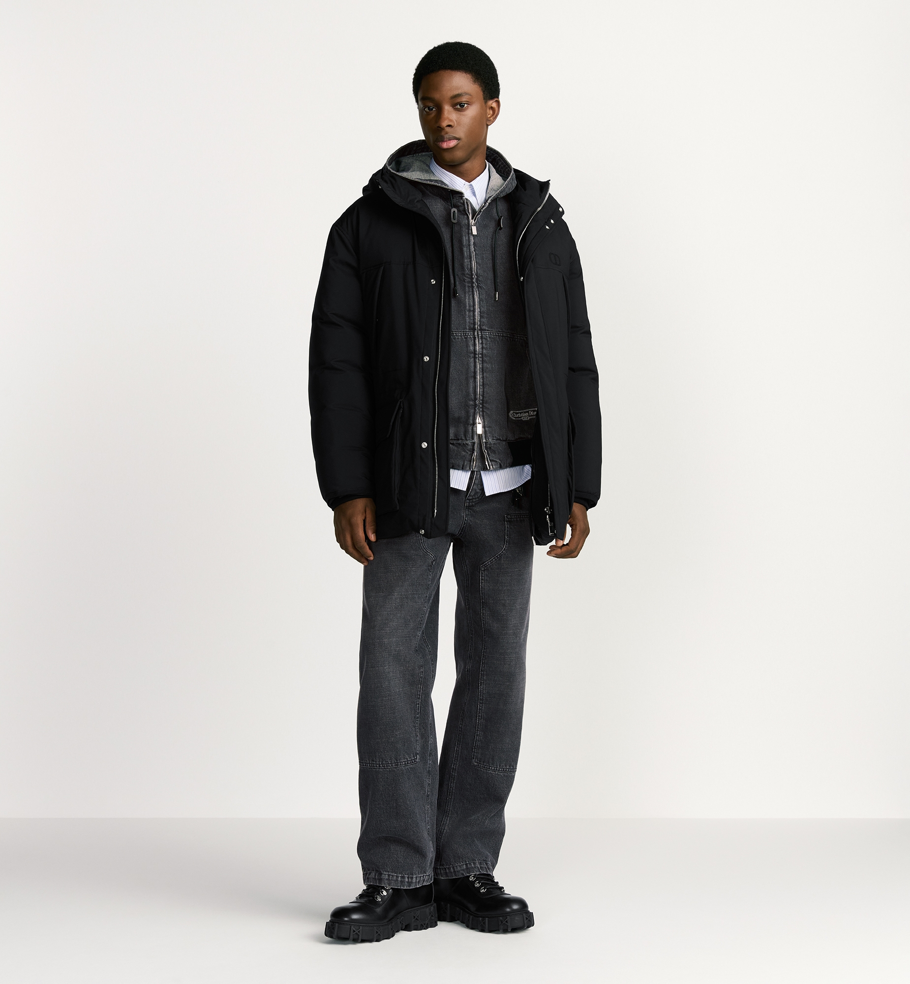 CD Icon Hooded Down Jacket Black