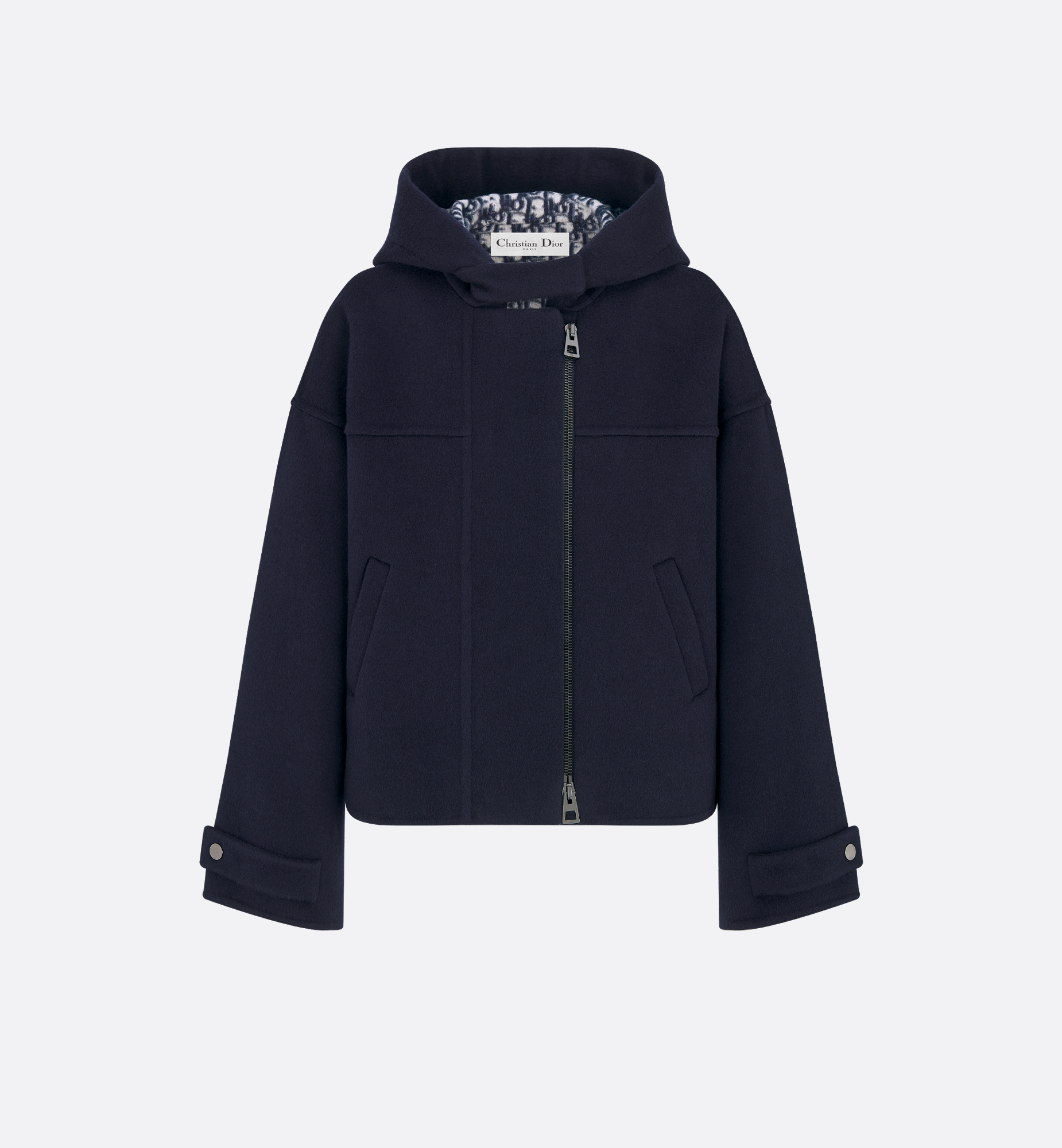 Zipped Peacoat with Hood Blue