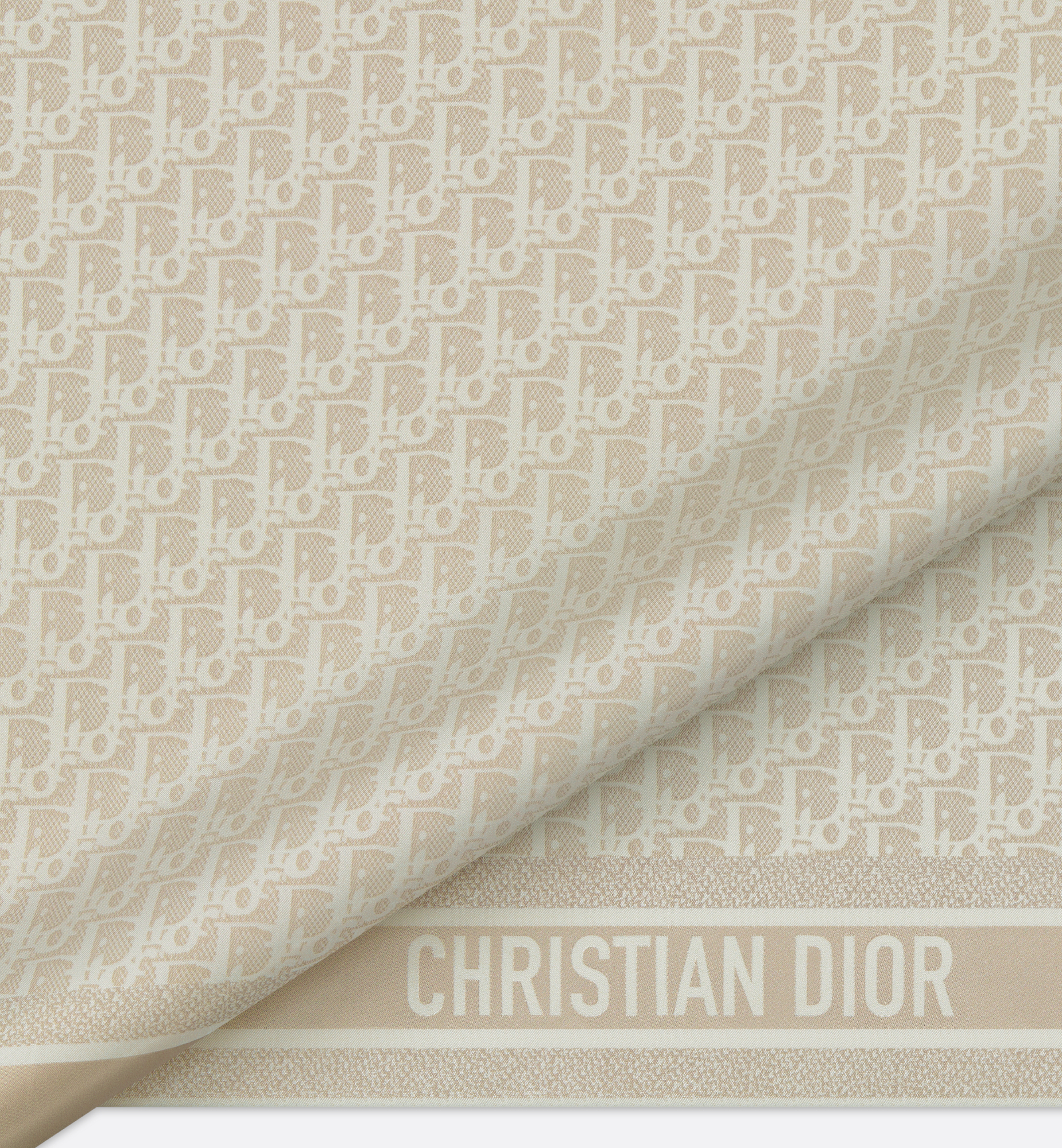 Dior Oblique Natte 70 Square Scarf Beige