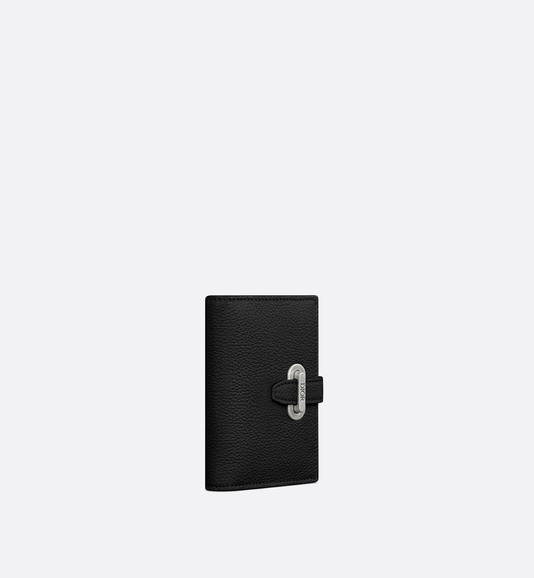 Dior Normandie Vertical Bifold Card Holder Black