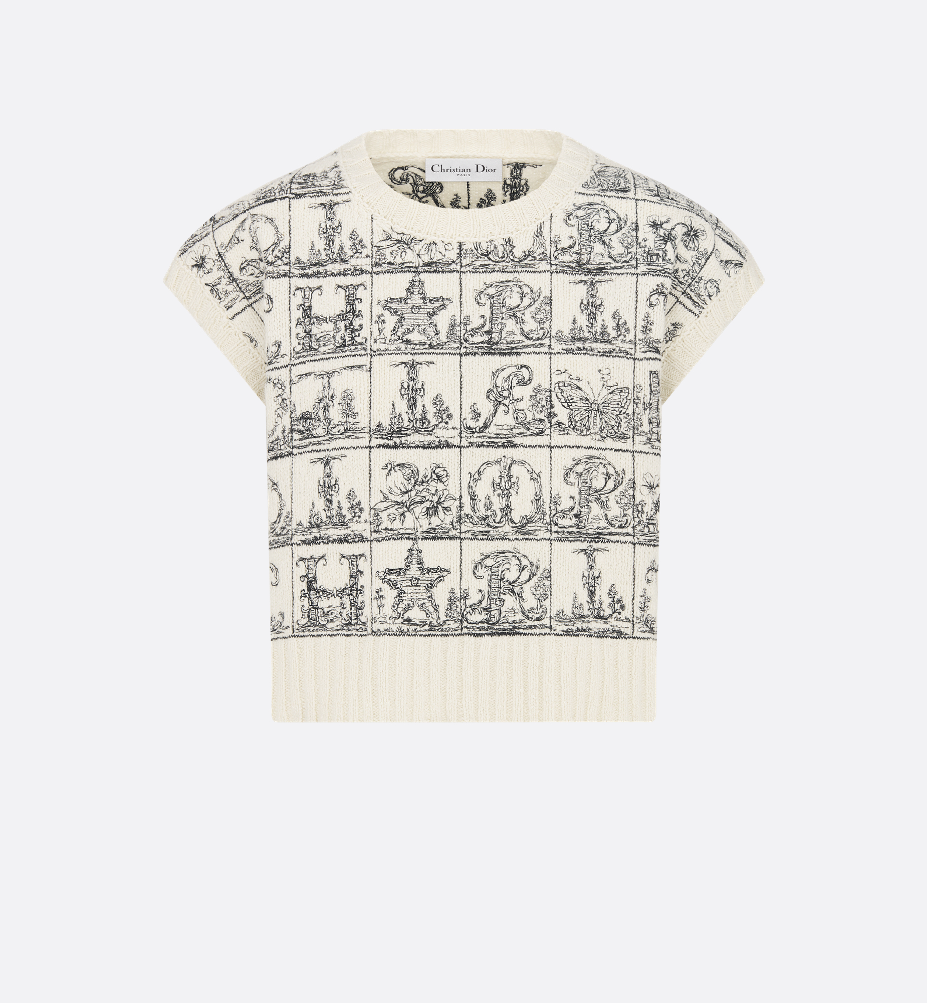 Embroidered Sweater Vest White