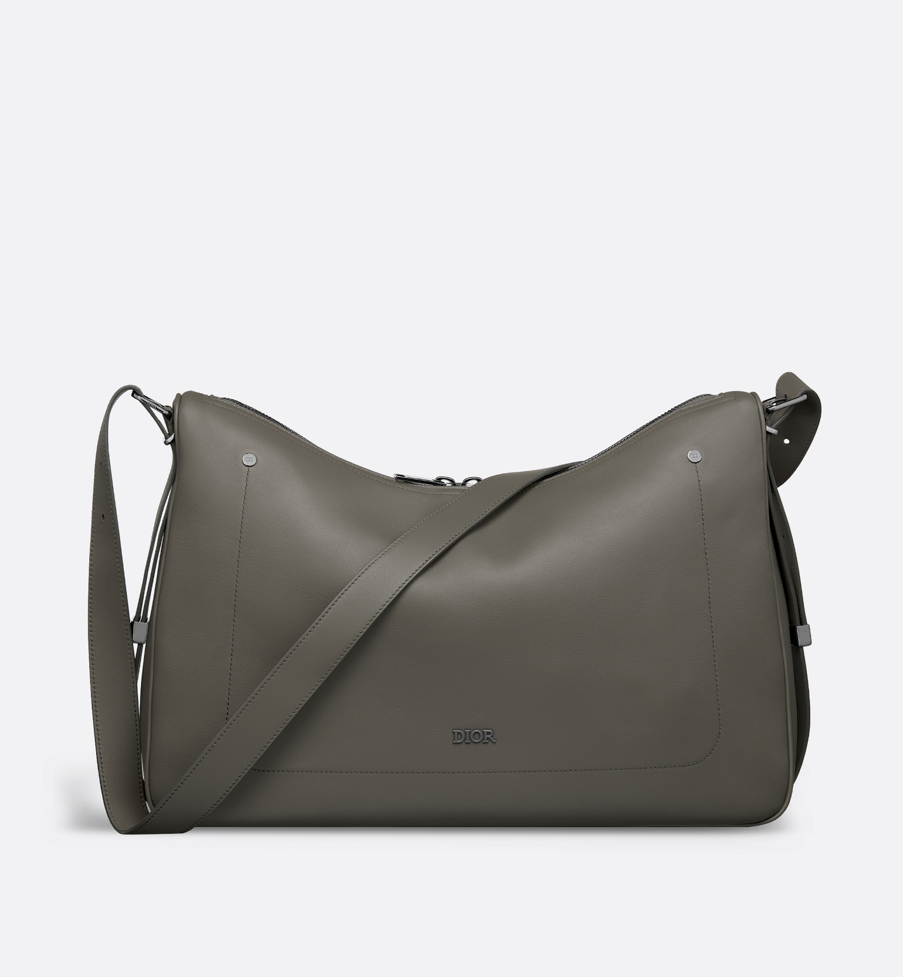 Large Dior Slider Zipped Hobo Bag Grey