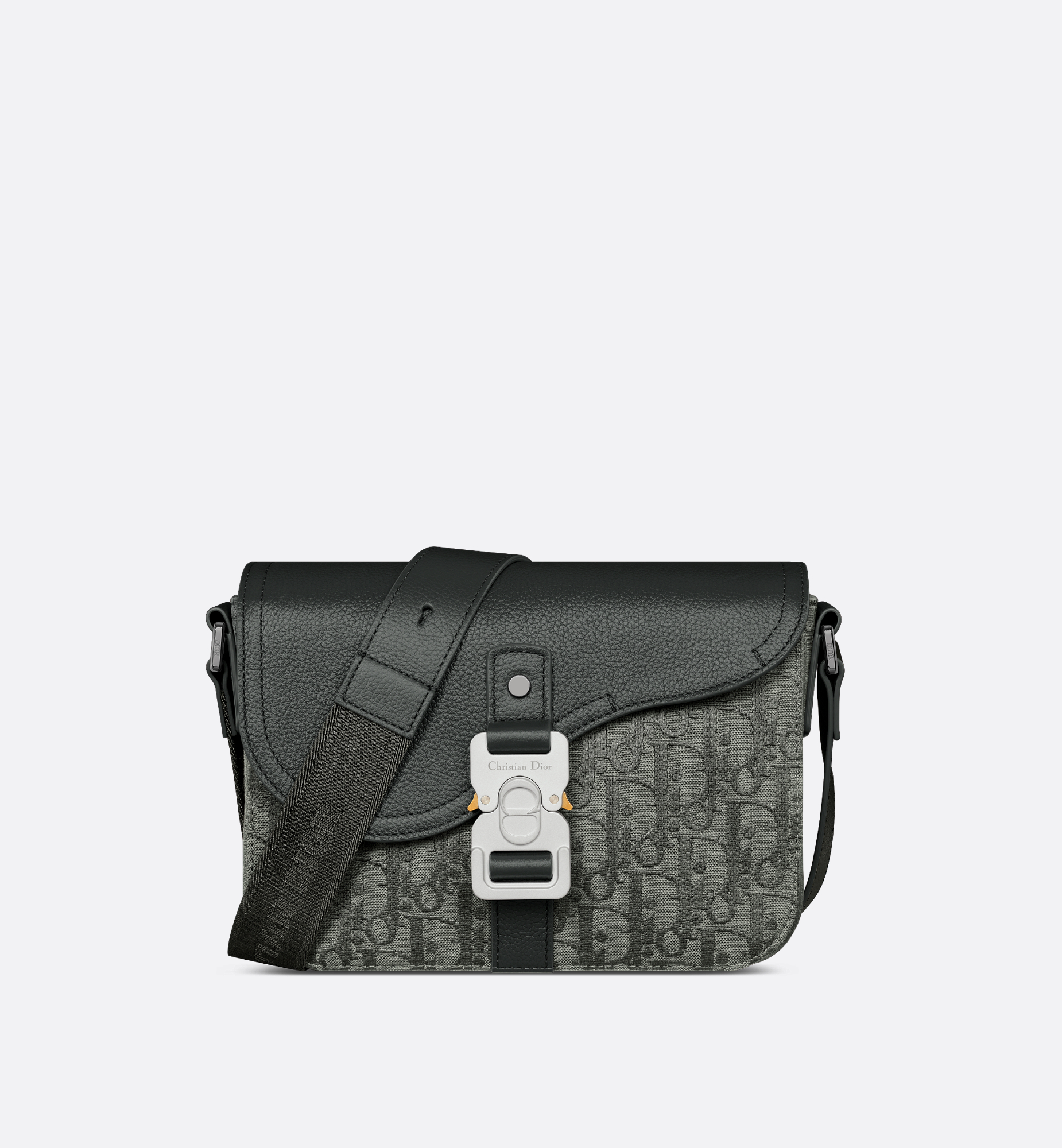 Small Saddle Messenger Bag with Flap Grey