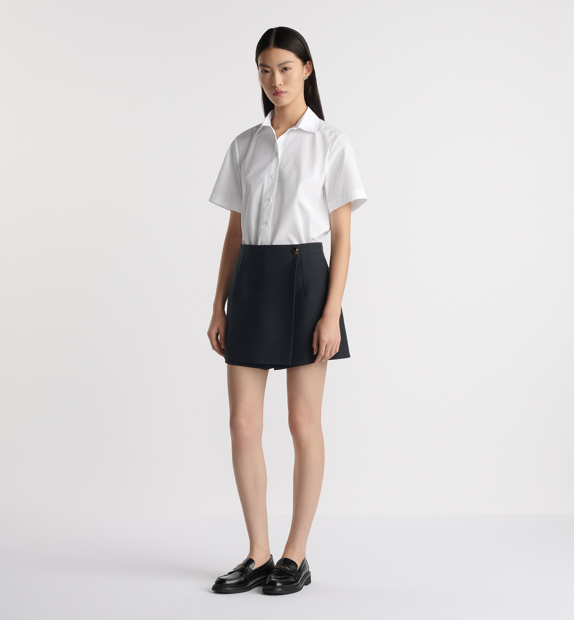 Cropped Button-Up Blouse White