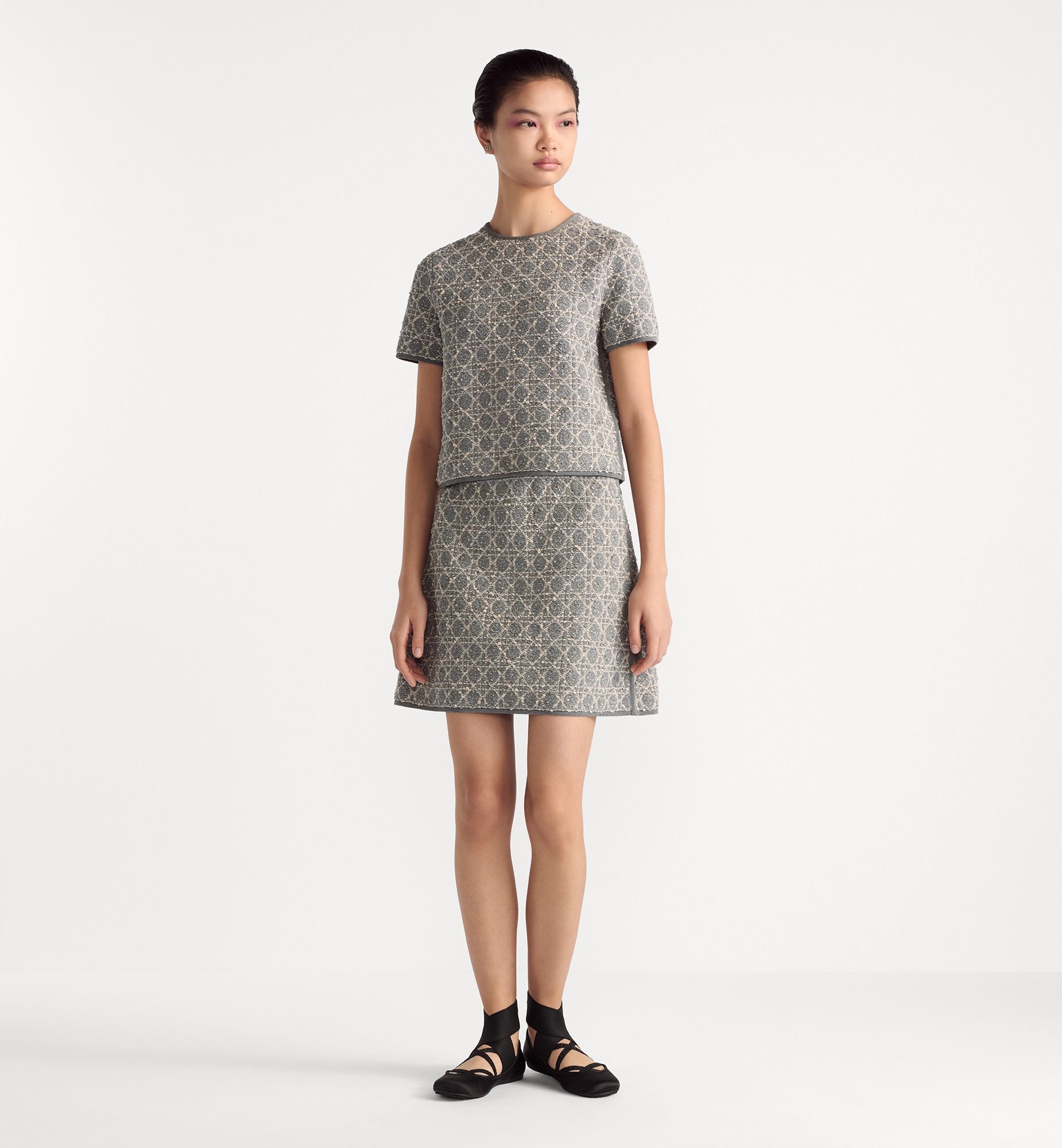 Macrocannage Miniskirt Grey