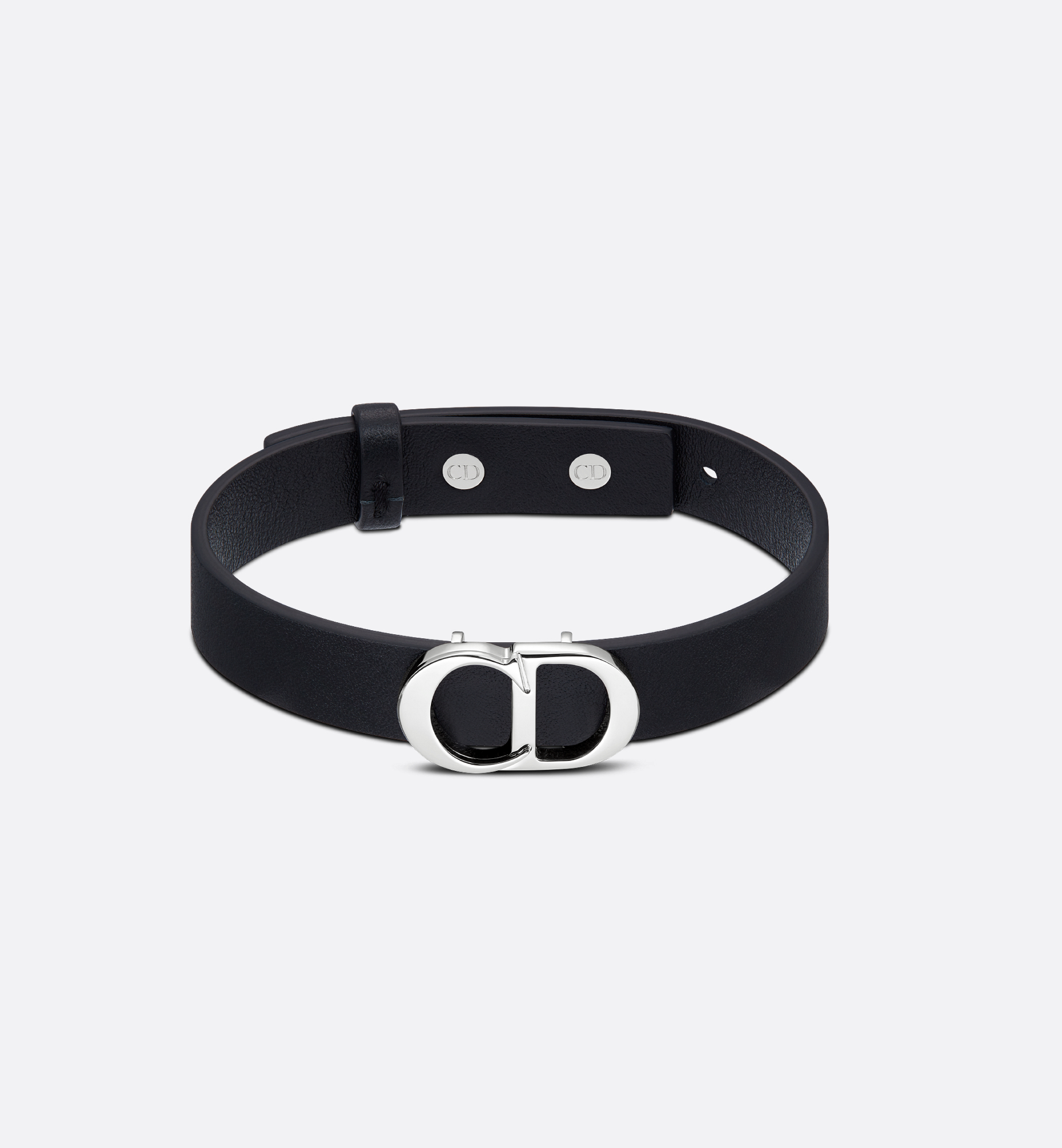 CD Icon Leather Bracelet Black