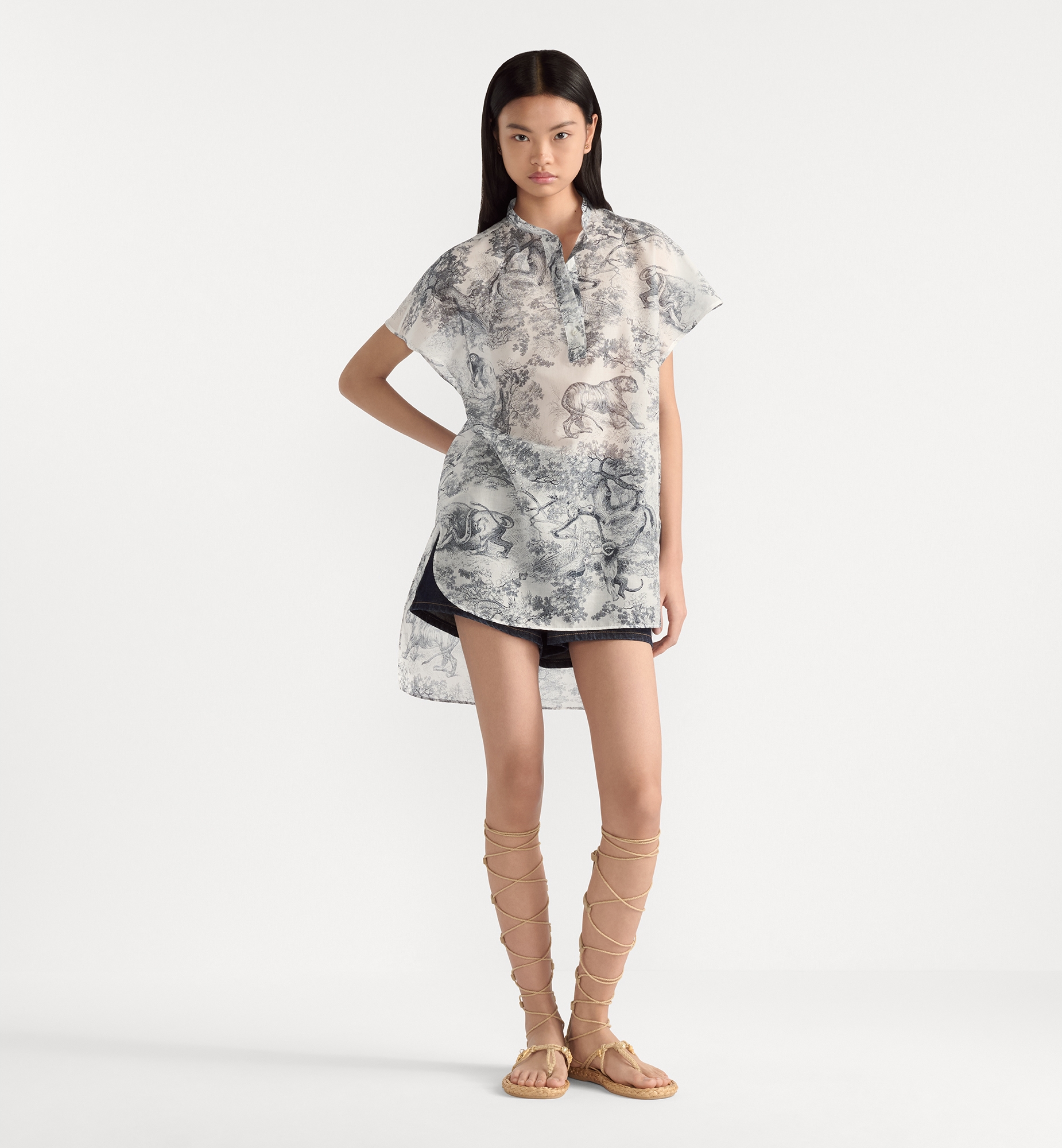 Dioriviera Long Blouse with Cap Sleeves Blue