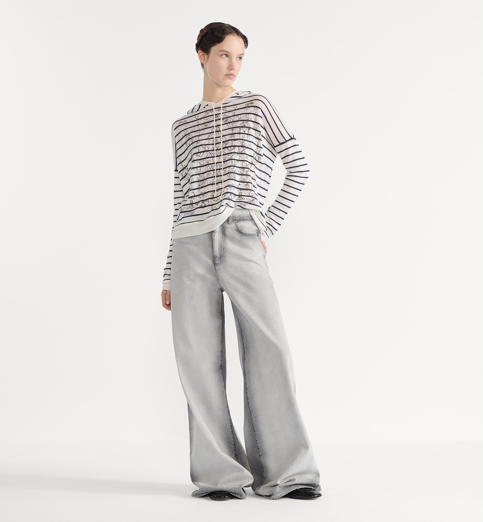 Dior Marinière Hooded Sweater White