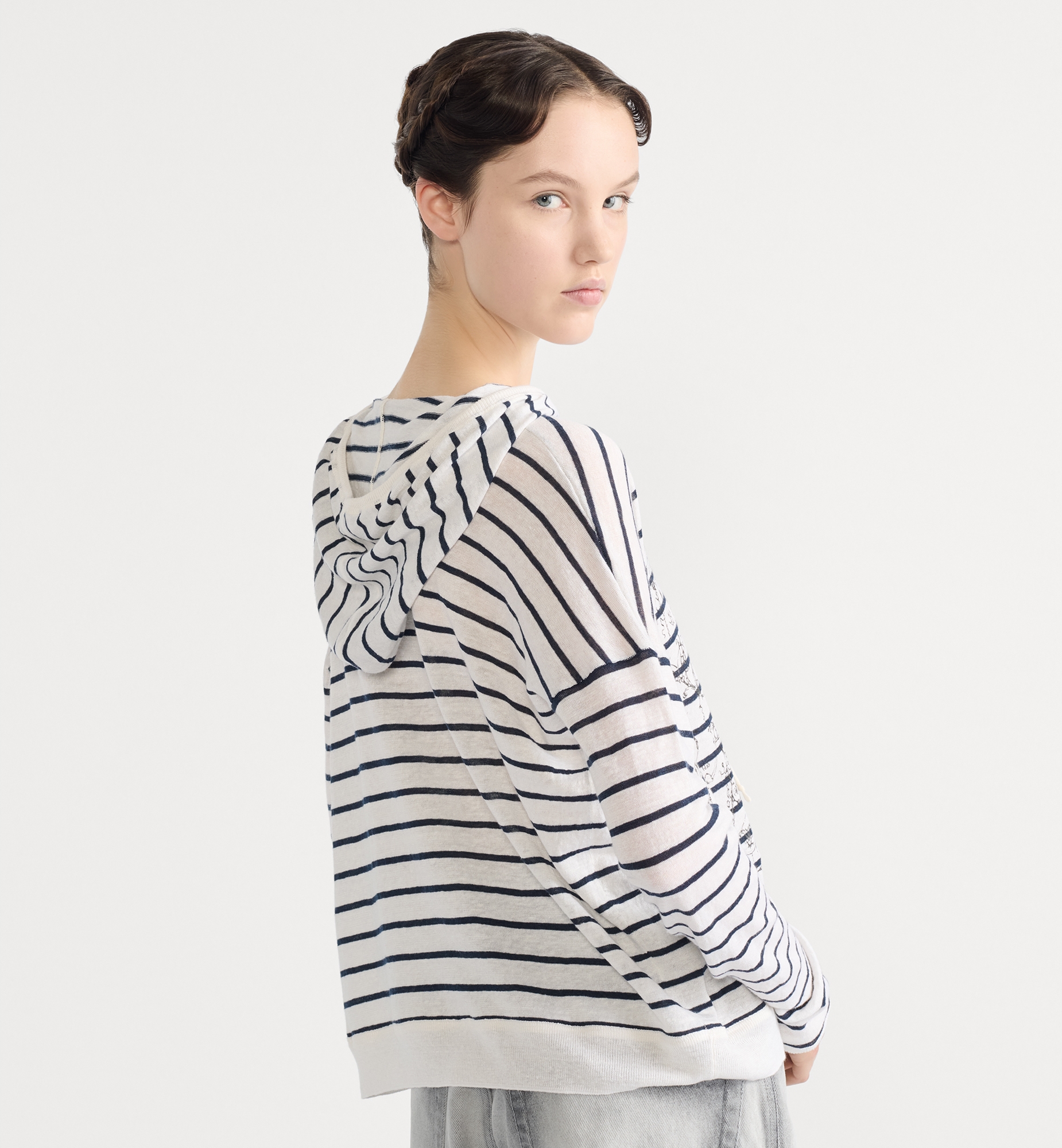 Dior Marinière Hooded Sweater White