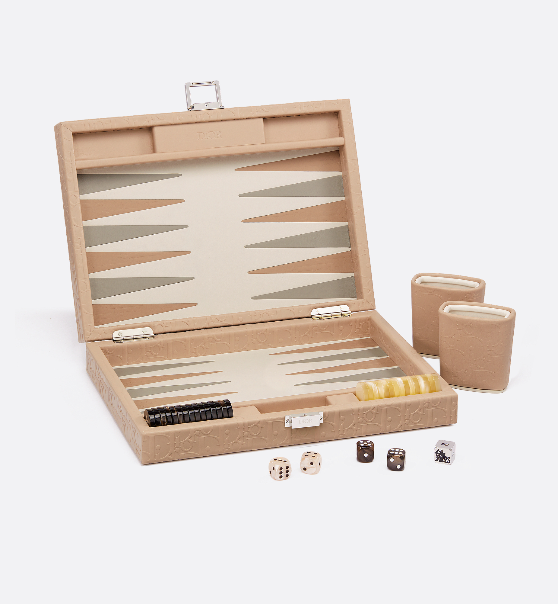 Small Leather Backgammon Pink