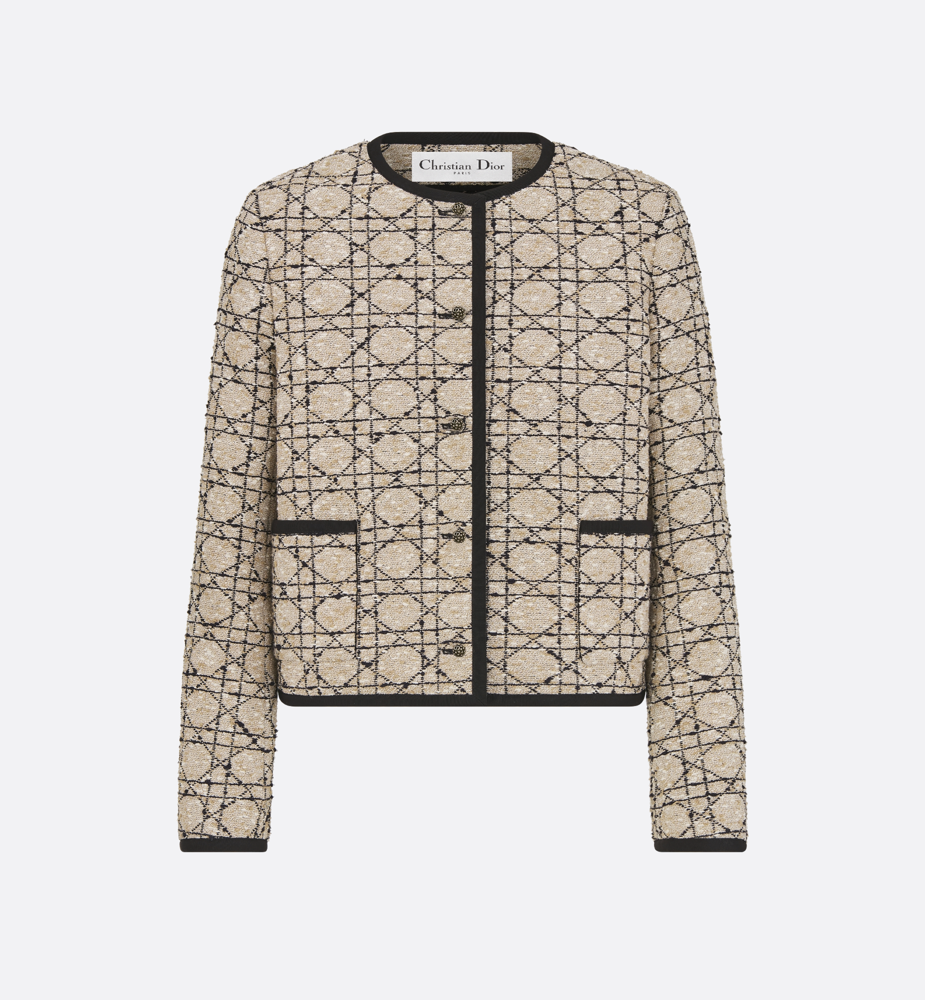 Macrocannage Cropped Jacket Beige