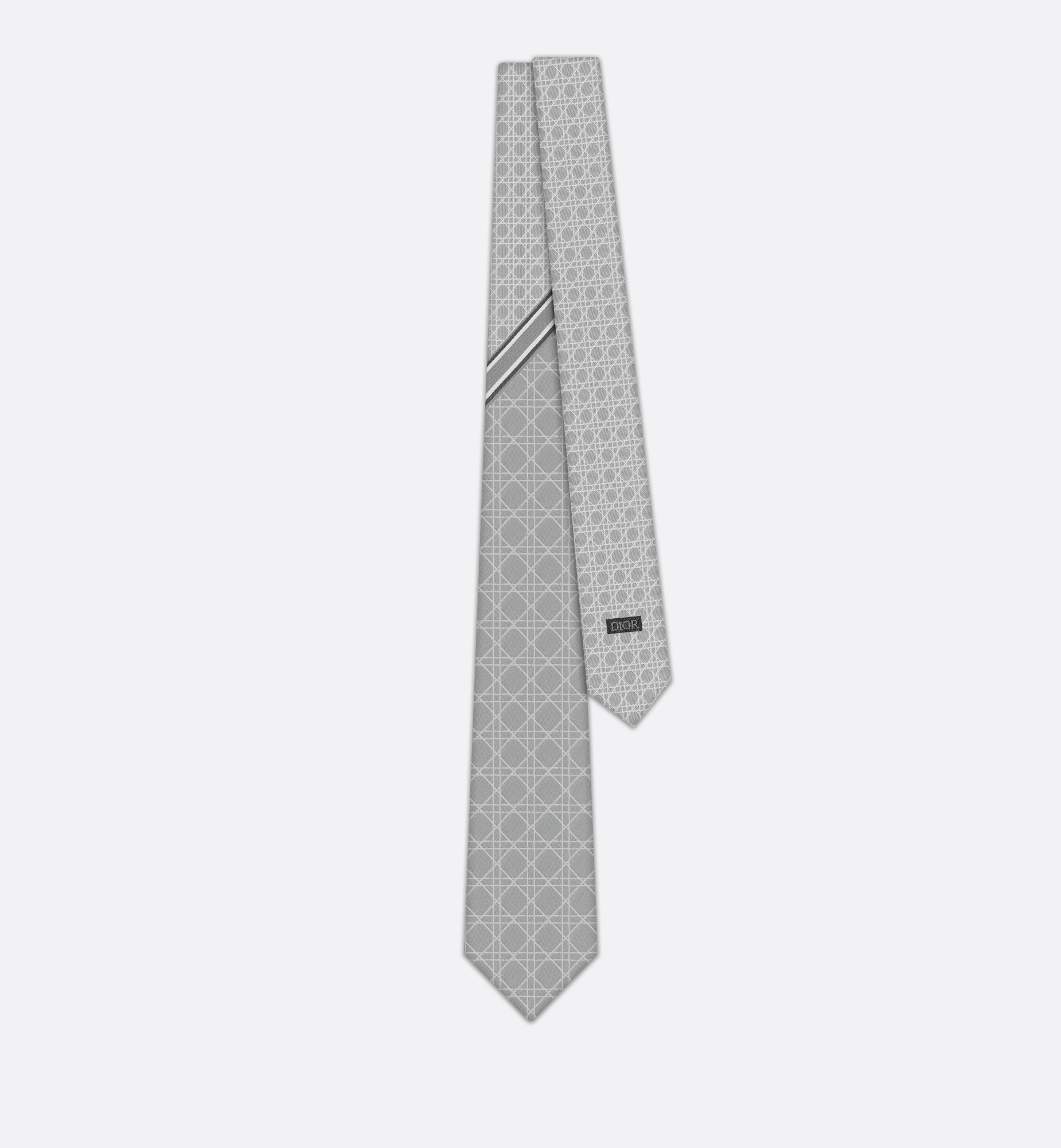 Striped Cannage Tie Grey