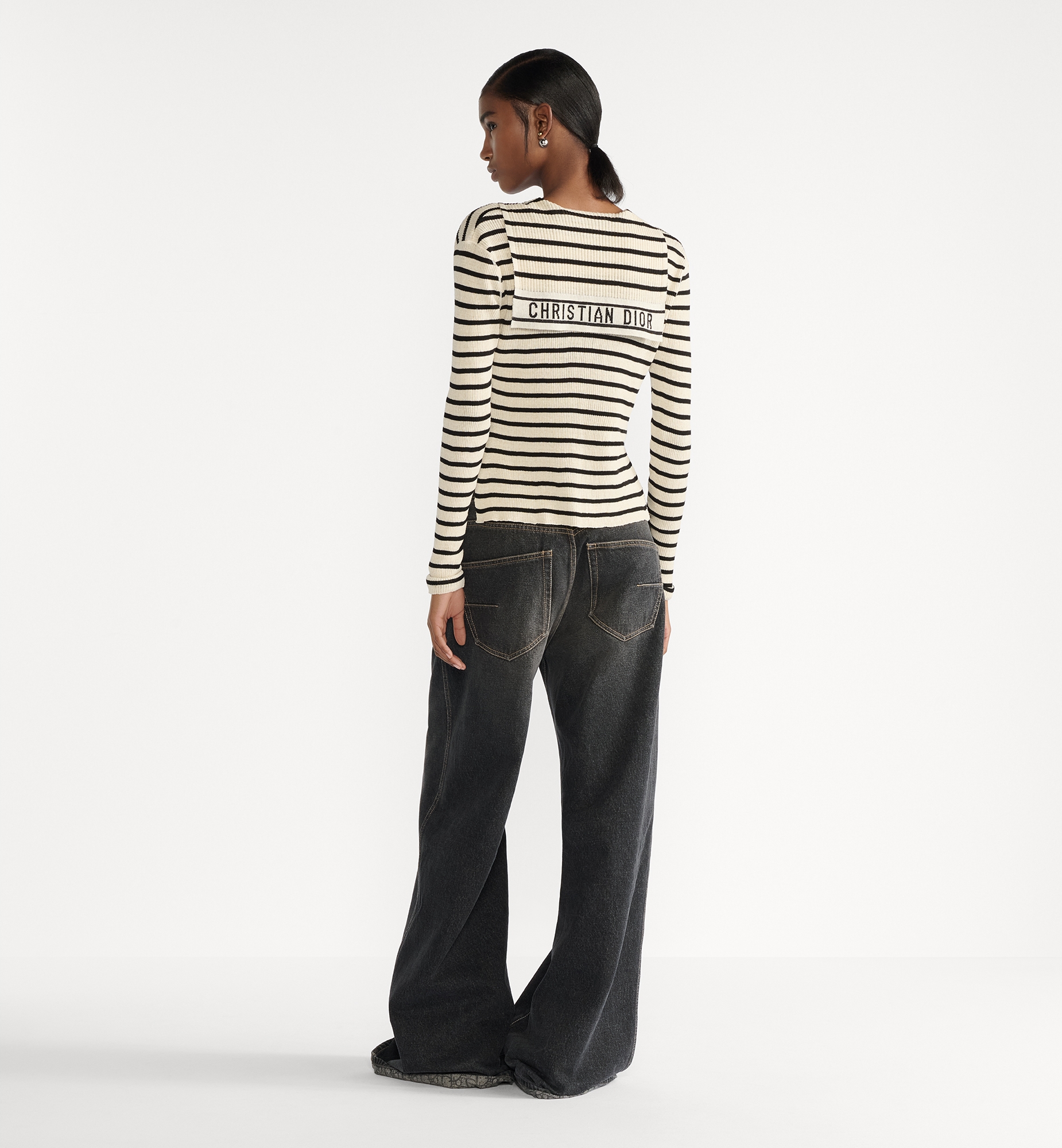 Sweater with Lace-Up Neckline Blue